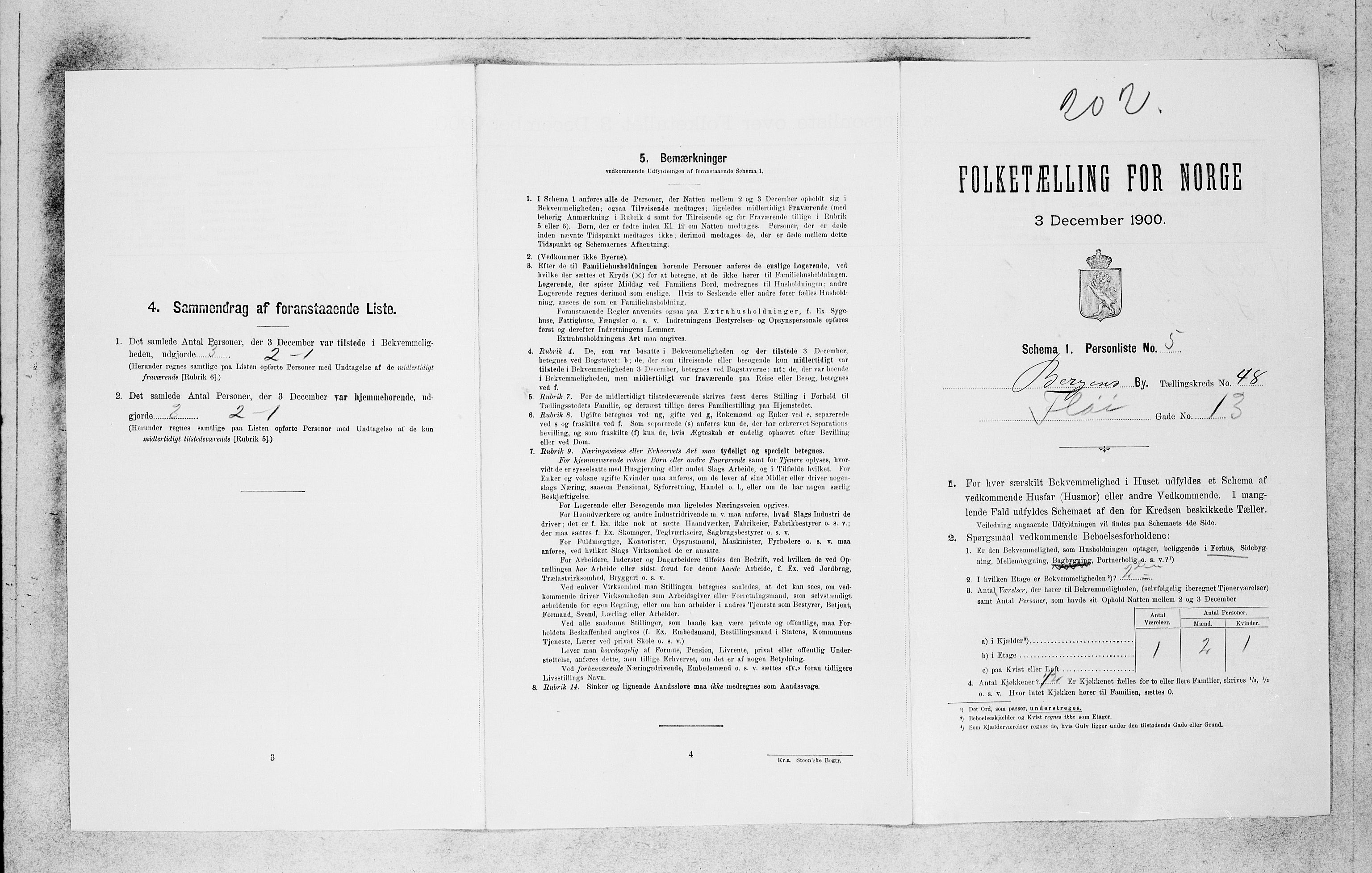 SAB, 1900 census for Bergen, 1900, p. 9105