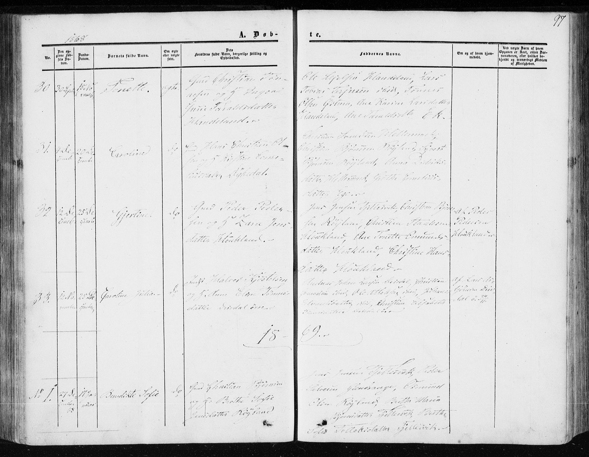 Lund sokneprestkontor, AV/SAST-A-101809/S06/L0009: Parish register (official) no. A 8, 1853-1877, p. 97