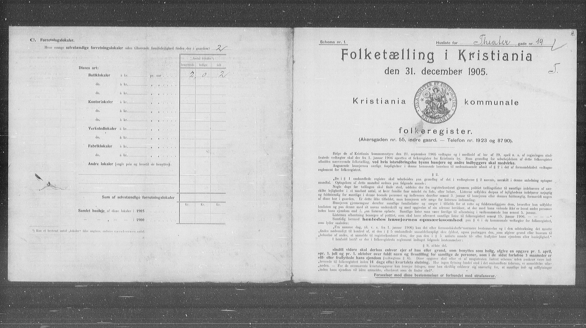 OBA, Municipal Census 1905 for Kristiania, 1905, p. 56400