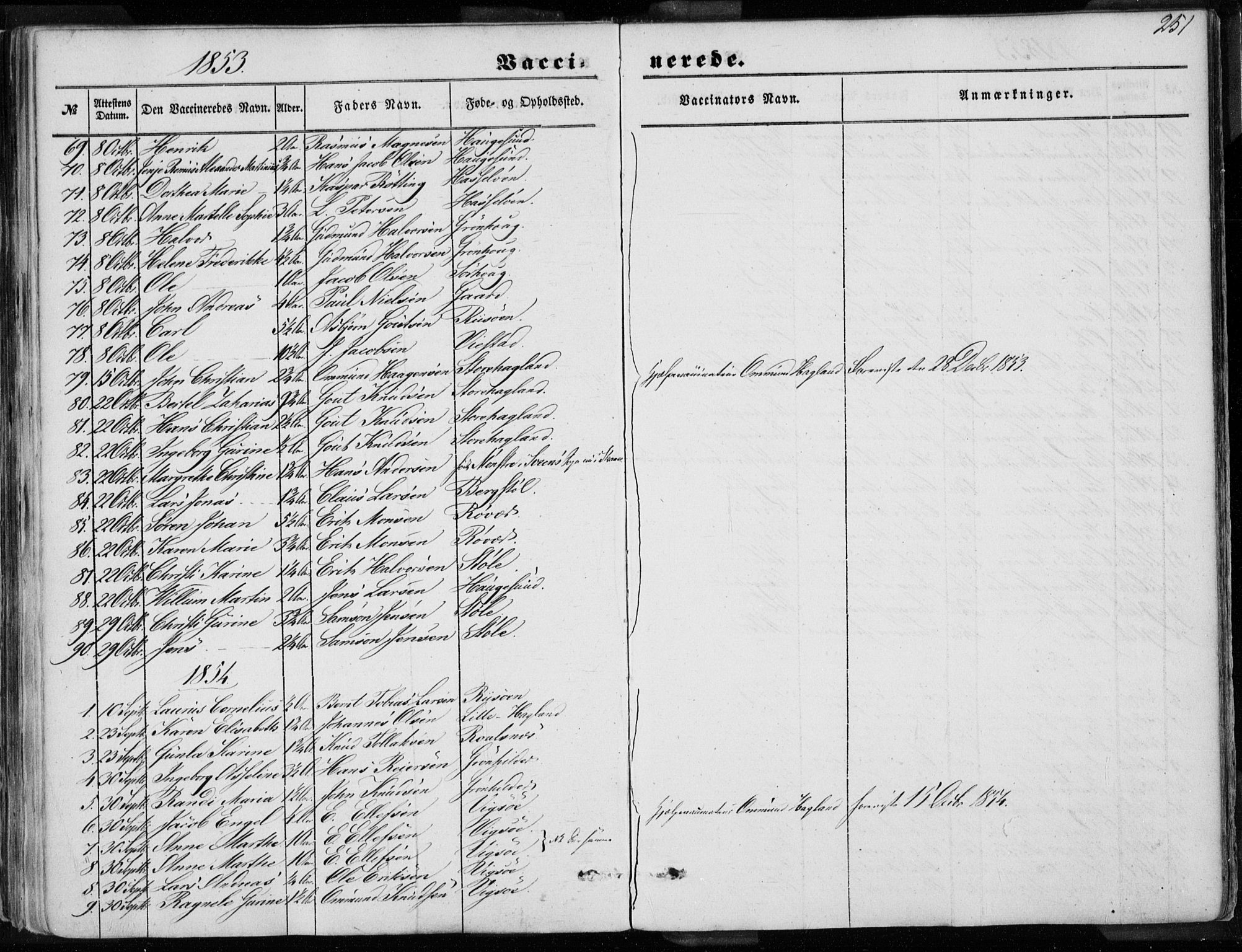 Torvastad sokneprestkontor, AV/SAST-A -101857/H/Ha/Haa/L0009: Parish register (official) no. A 9, 1847-1856, p. 251