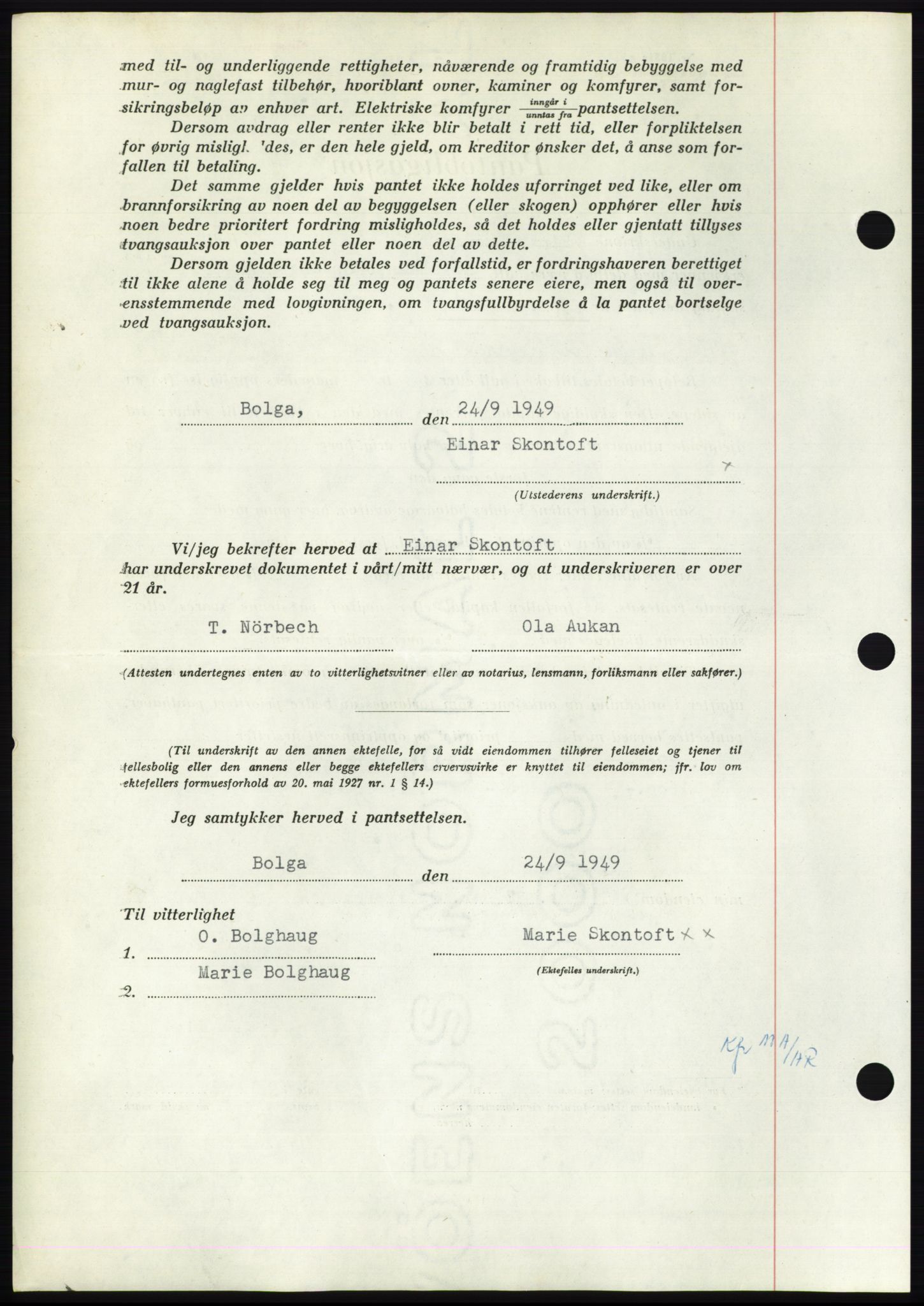 Nordmøre sorenskriveri, AV/SAT-A-4132/1/2/2Ca: Mortgage book no. B102, 1949-1949, Diary no: : 2660/1949