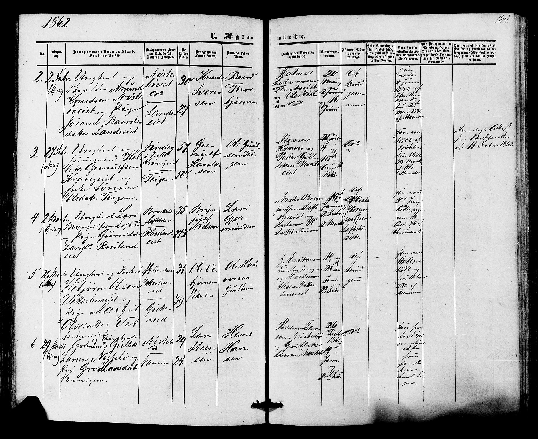 Nore kirkebøker, SAKO/A-238/F/Fa/L0003: Parish register (official) no. I 3, 1858-1866, p. 164