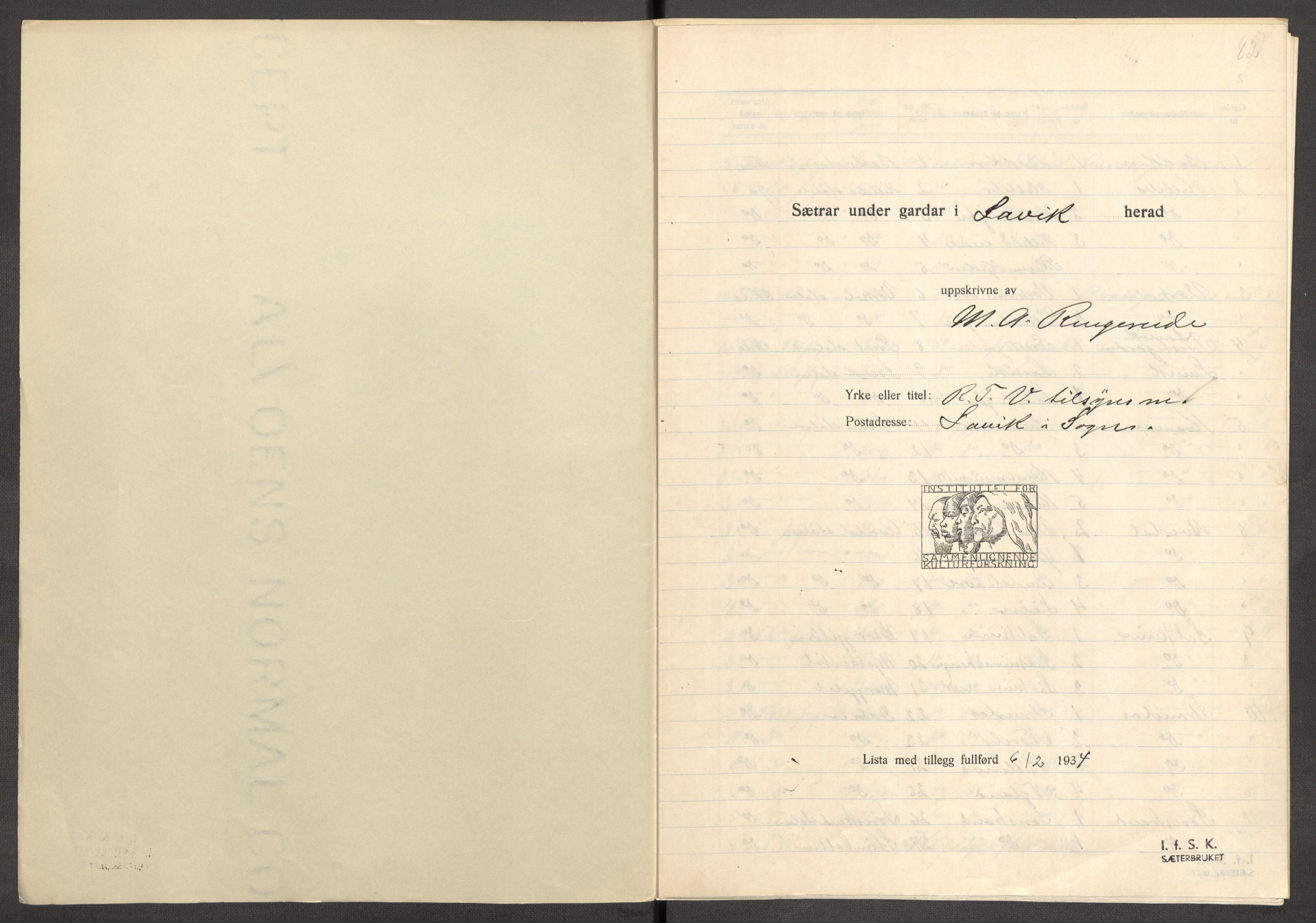 Instituttet for sammenlignende kulturforskning, AV/RA-PA-0424/F/Fc/L0011/0002: Eske B11: / Sogn og Fjordane (perm XXIX), 1934-1937, p. 82