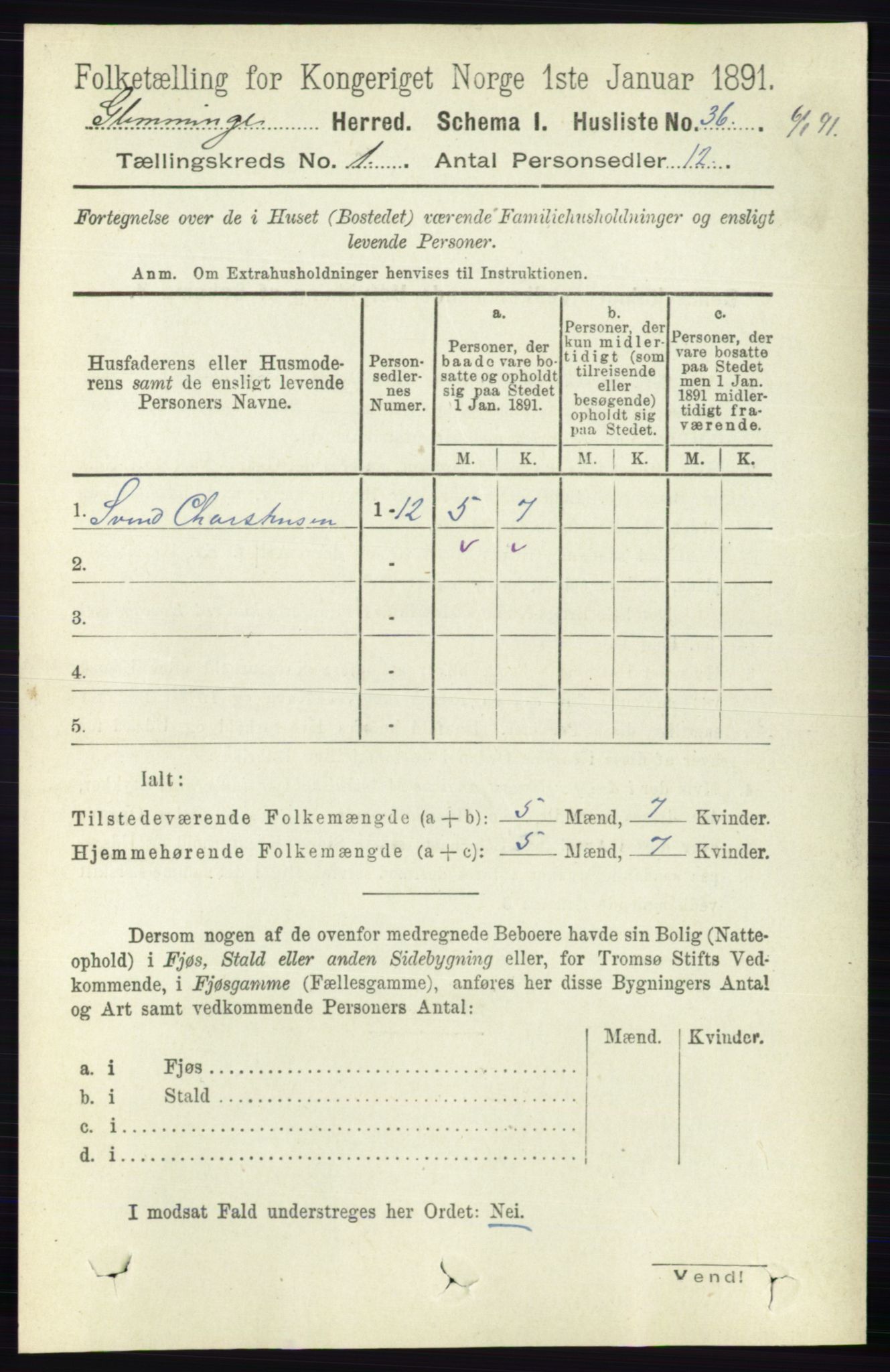 RA, 1891 census for 0132 Glemmen, 1891, p. 80