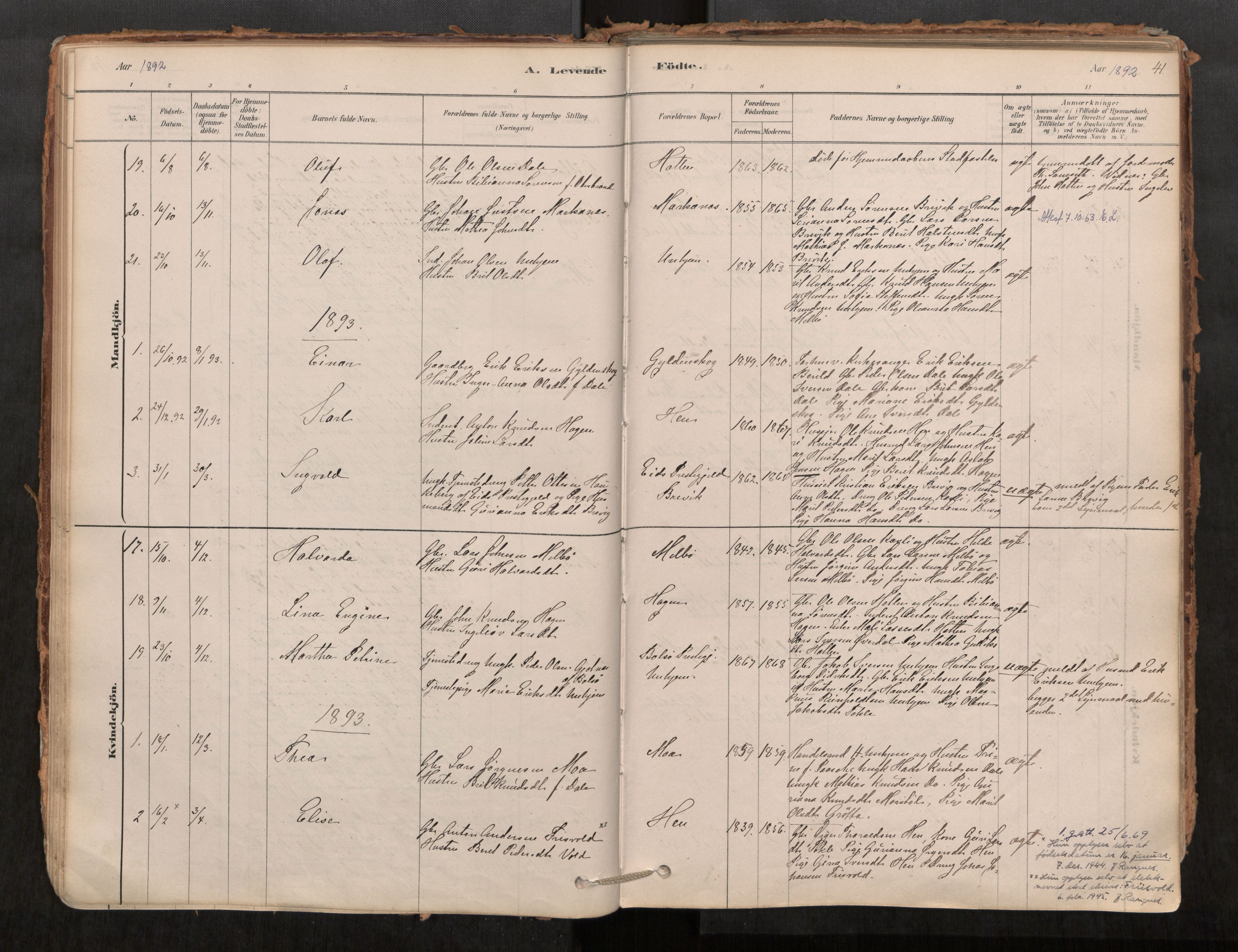 Ministerialprotokoller, klokkerbøker og fødselsregistre - Møre og Romsdal, SAT/A-1454/545/L0594: Parish register (official) no. 545A03, 1878-1920, p. 41