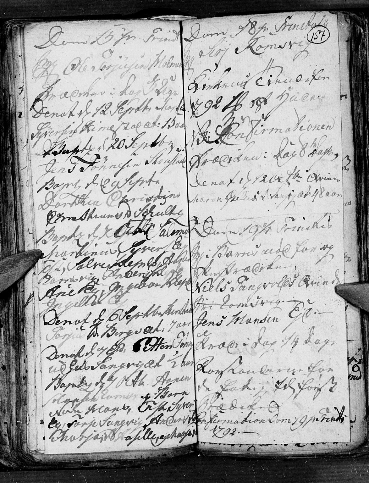 Søgne sokneprestkontor, SAK/1111-0037/F/Fb/Fbb/L0001: Parish register (copy) no. B 1, 1779-1802, p. 157