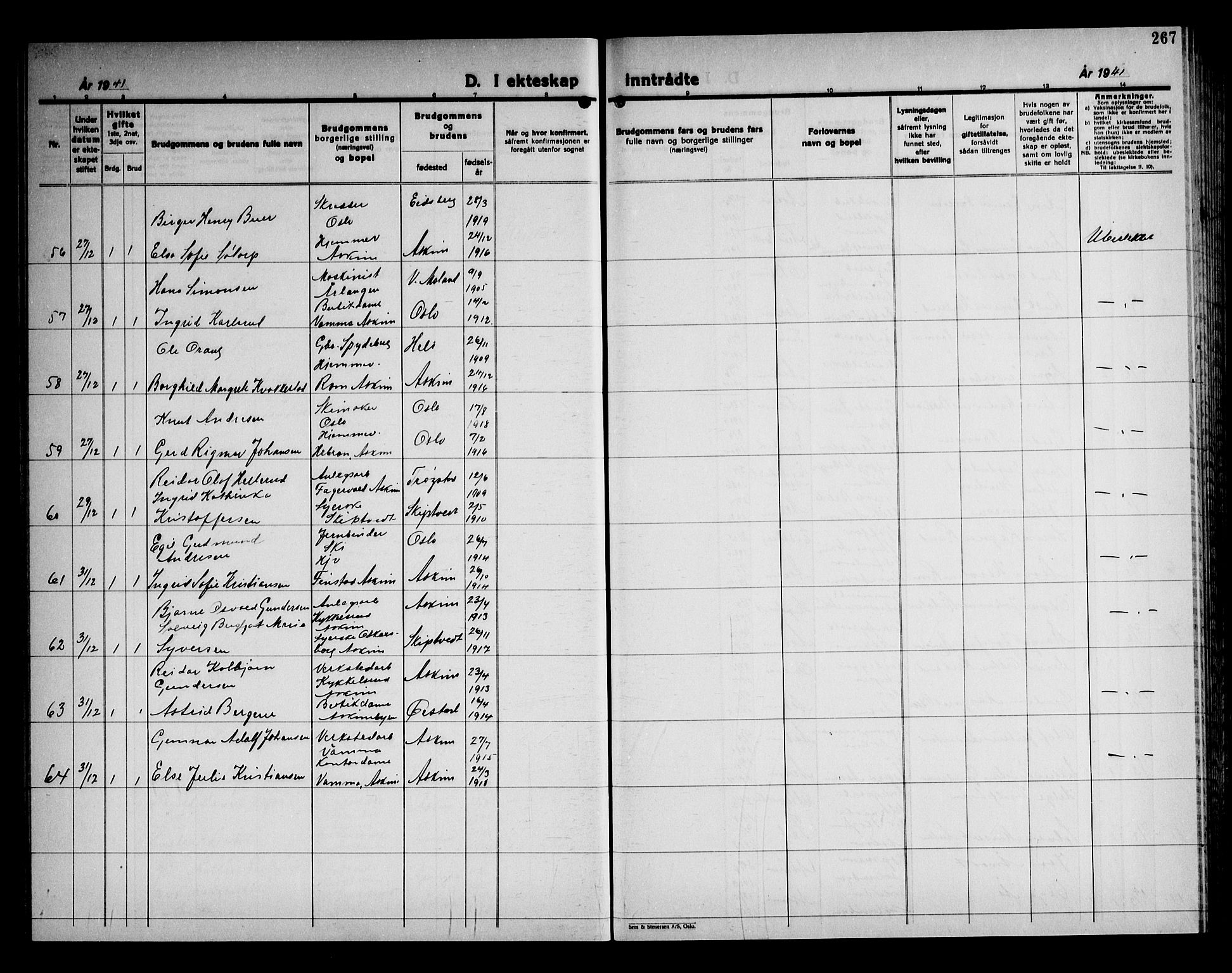 Askim prestekontor Kirkebøker, AV/SAO-A-10900/G/Ga/L0004: Parish register (copy) no. 4, 1938-1947, p. 267
