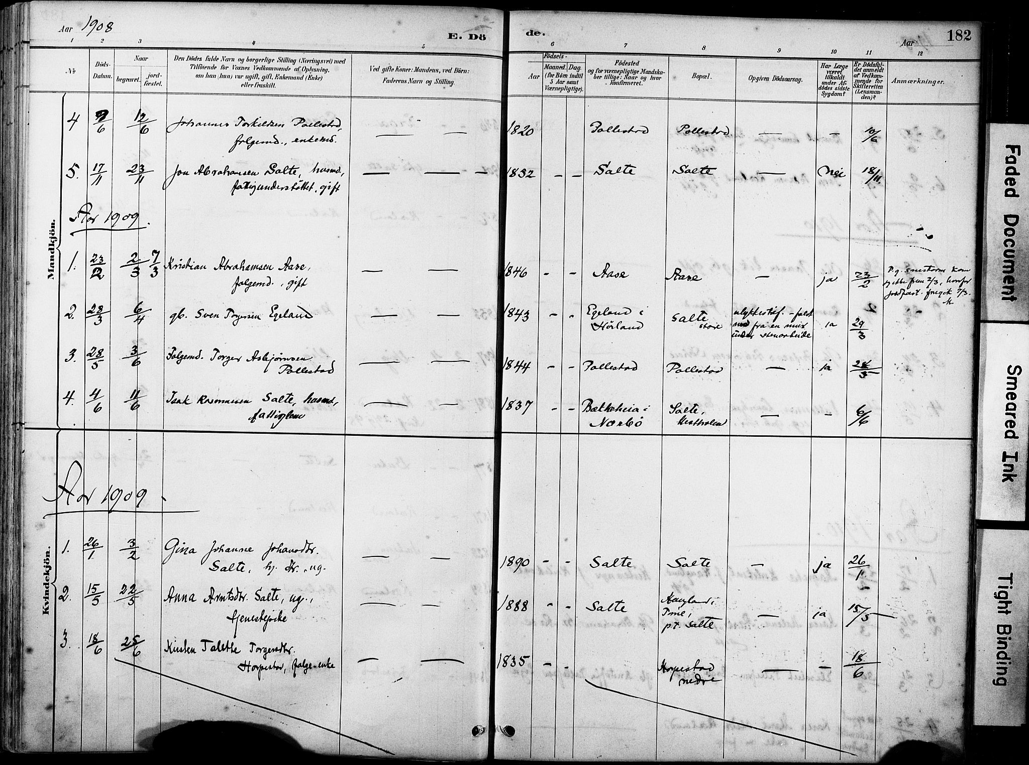 Klepp sokneprestkontor, AV/SAST-A-101803/001/3/30BA/L0007: Parish register (official) no. A 8, 1886-1912, p. 182