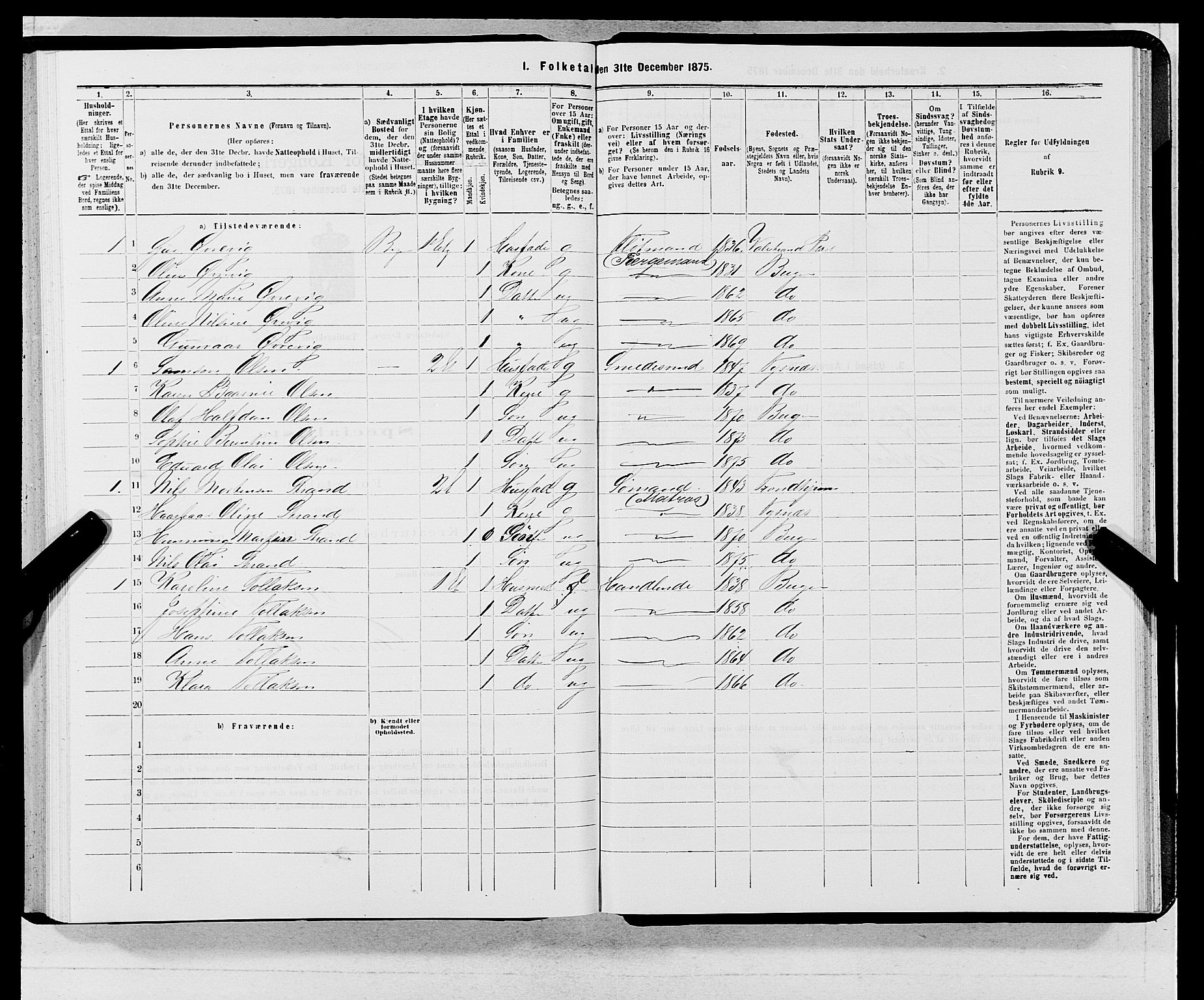 SAB, 1875 census for 1301 Bergen, 1875, p. 6116