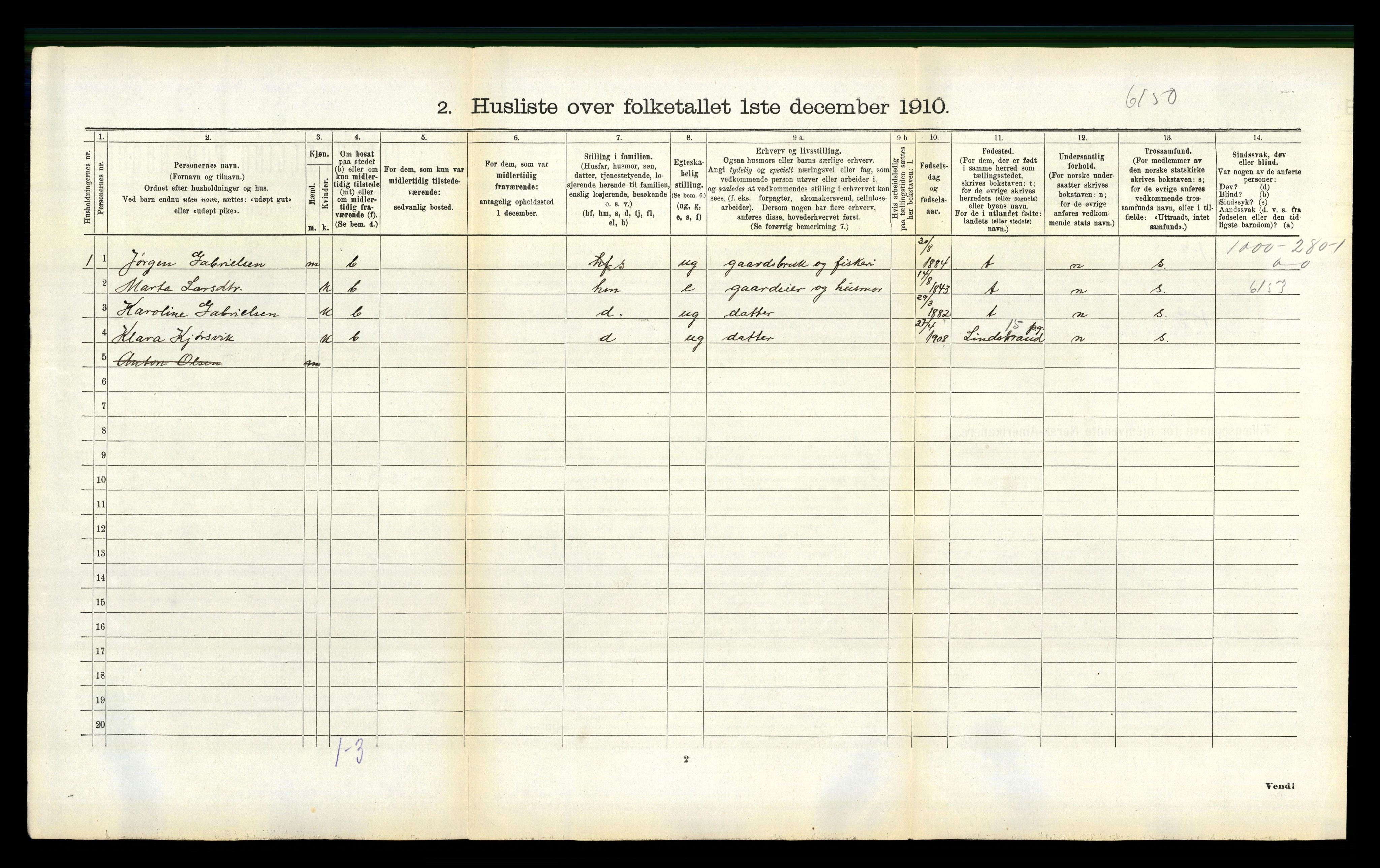 RA, 1910 census for Fræna, 1910, p. 297