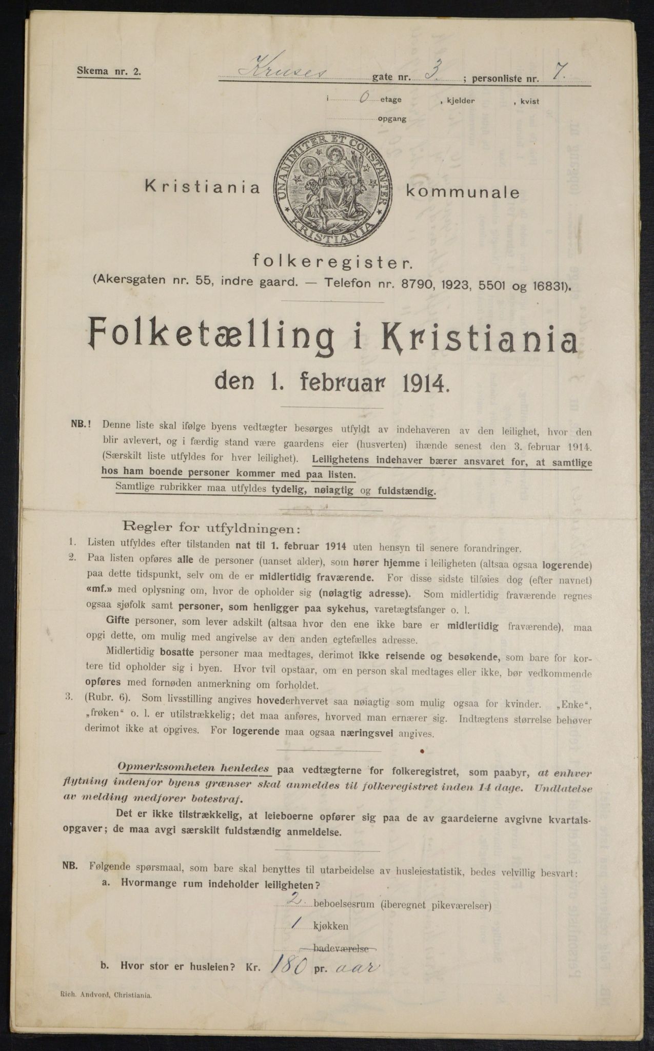 OBA, Municipal Census 1914 for Kristiania, 1914, p. 54861