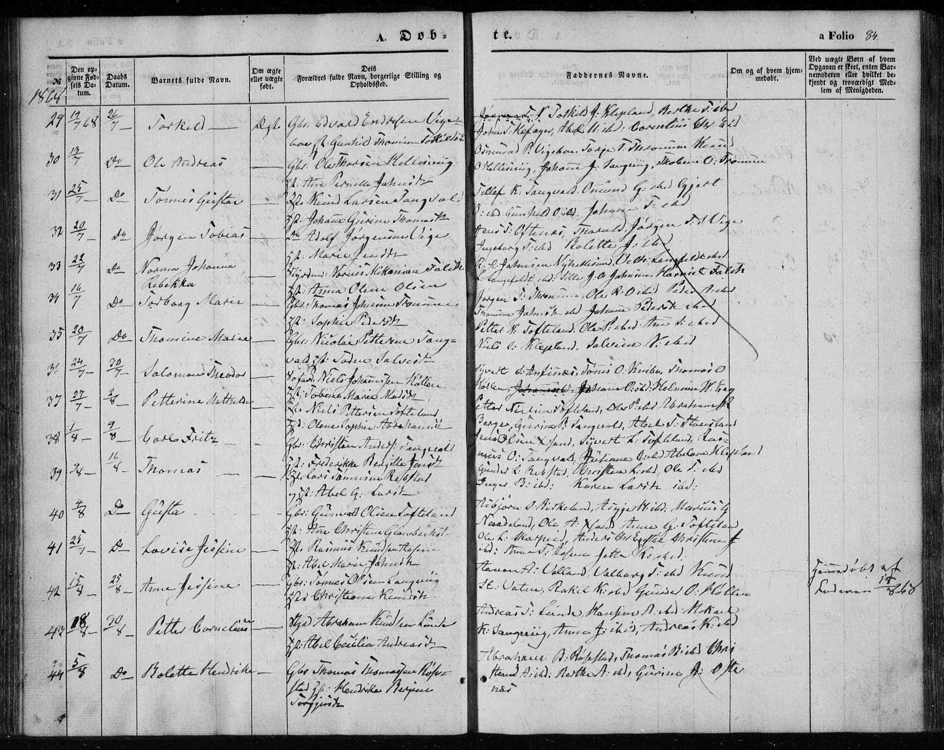 Søgne sokneprestkontor, AV/SAK-1111-0037/F/Fa/Fab/L0010: Parish register (official) no. A 10, 1853-1869, p. 84