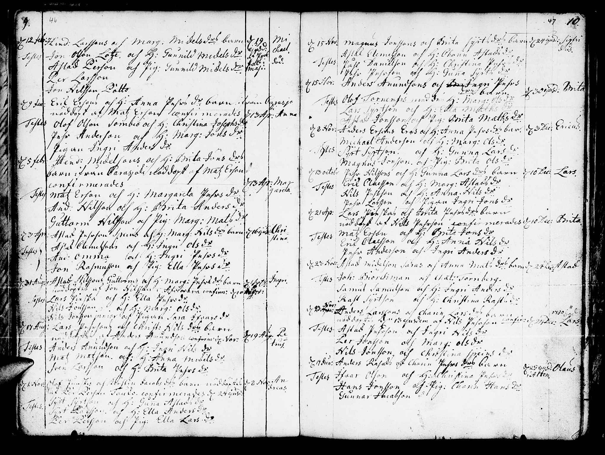 Kautokeino sokneprestembete, SATØ/S-1340/H/Ha/L0001.kirke: Parish register (official) no. 1, 1723-1776, p. 46-47