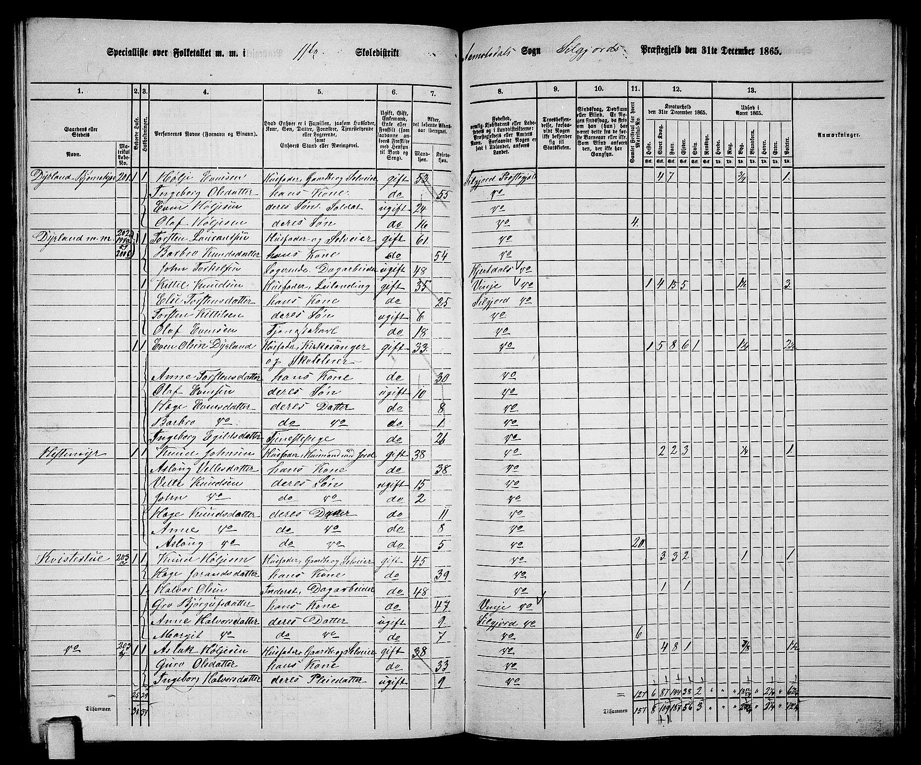 RA, 1865 census for Seljord, 1865, p. 150