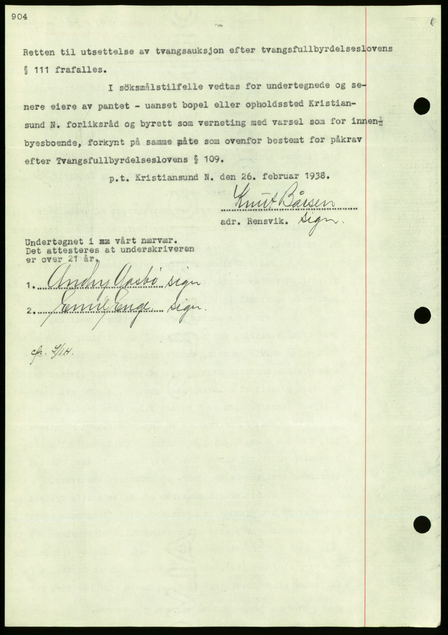 Nordmøre sorenskriveri, AV/SAT-A-4132/1/2/2Ca/L0092: Mortgage book no. B82, 1937-1938, Diary no: : 598/1938