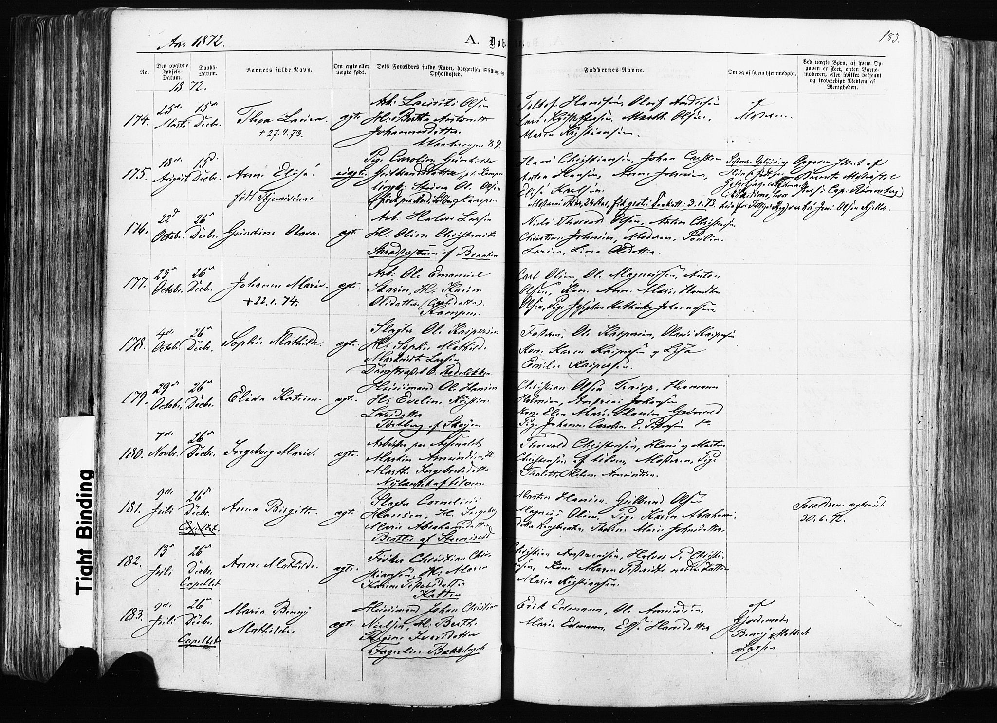 Østre Aker prestekontor Kirkebøker, AV/SAO-A-10840/F/Fa/L0003: Parish register (official) no. I 3, 1869-1875, p. 183