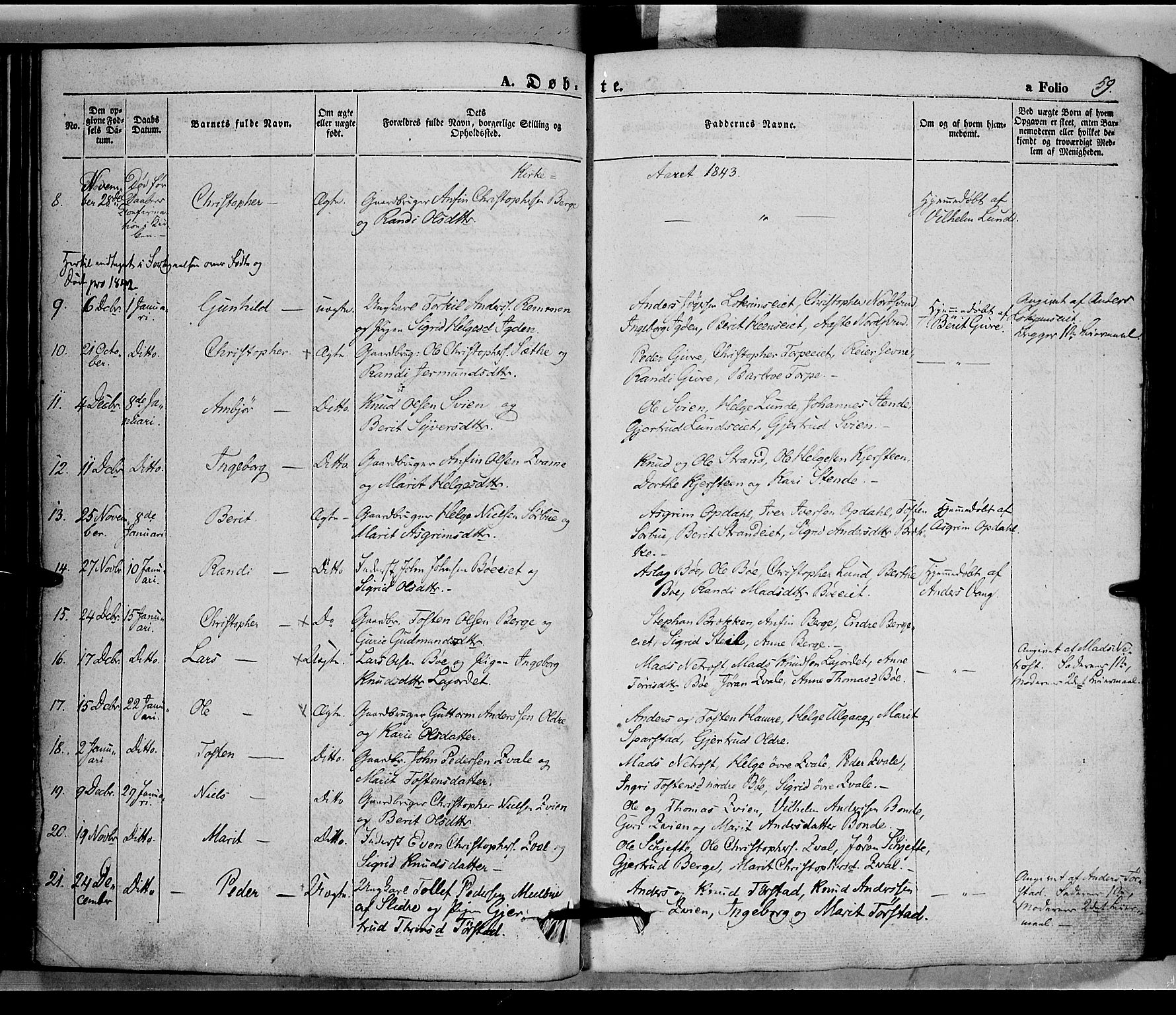 Vang prestekontor, Valdres, SAH/PREST-140/H/Ha/L0005: Parish register (official) no. 5, 1831-1845, p. 59