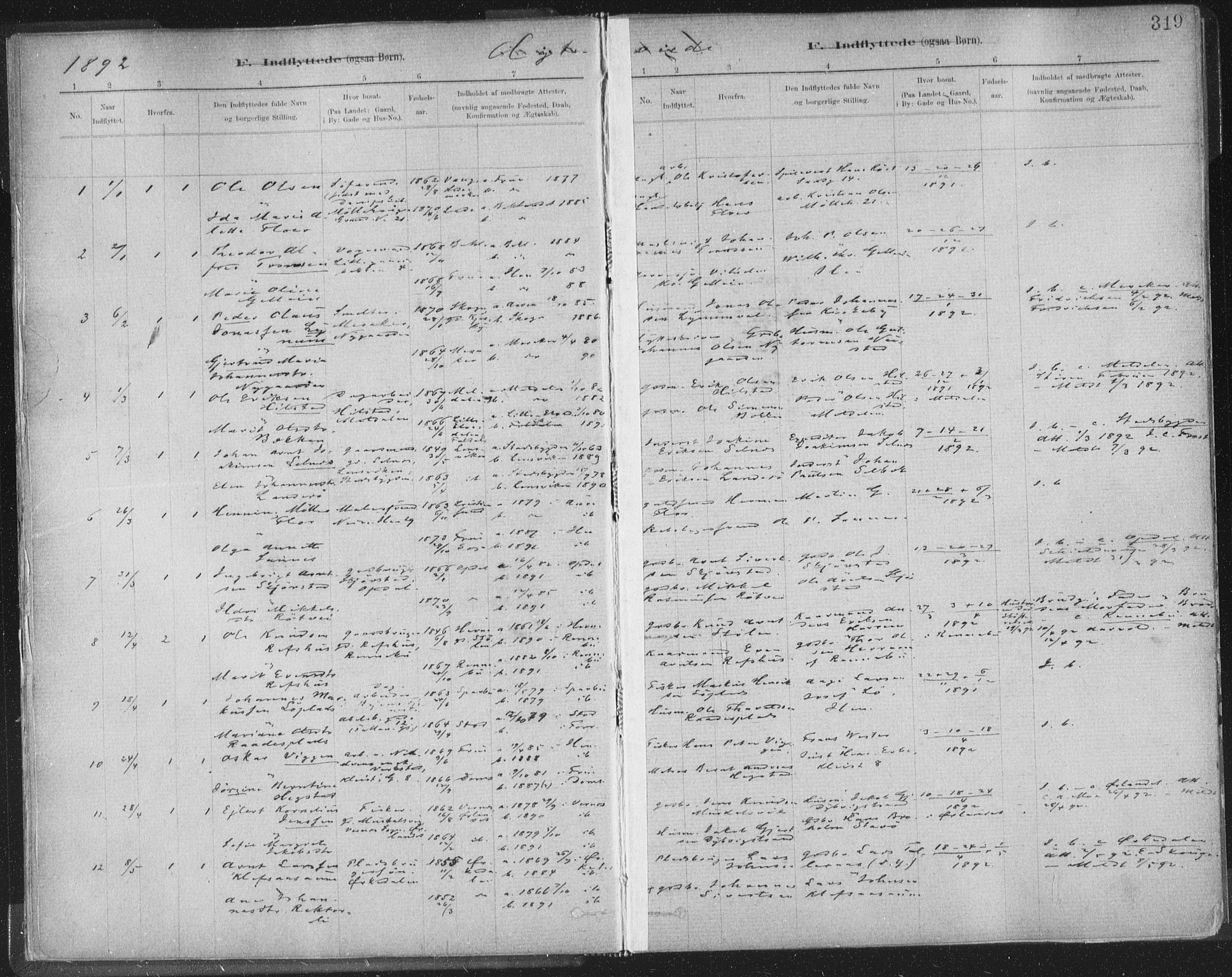 Ministerialprotokoller, klokkerbøker og fødselsregistre - Sør-Trøndelag, SAT/A-1456/603/L0163: Parish register (official) no. 603A02, 1879-1895, p. 319