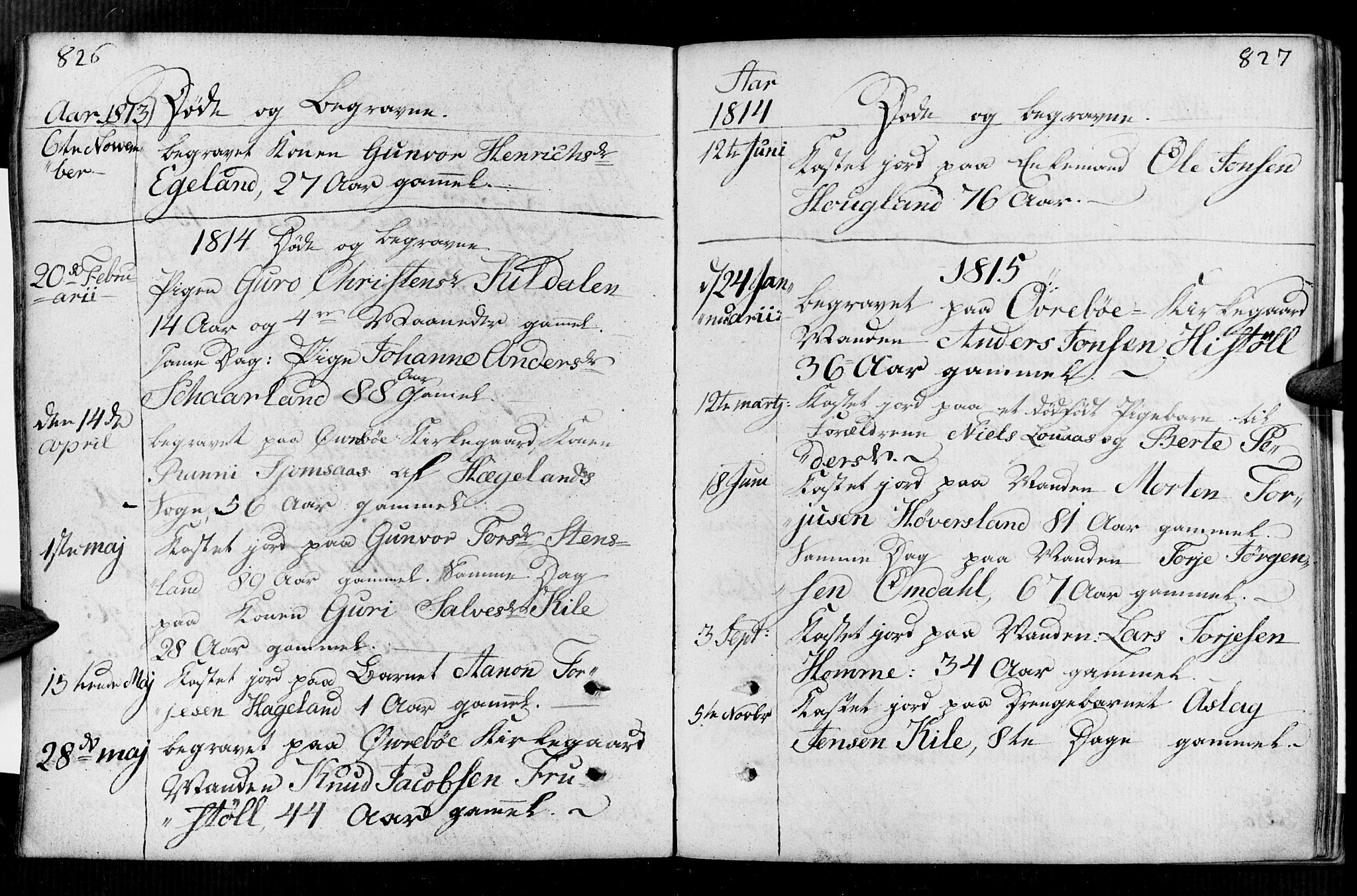 Vennesla sokneprestkontor, SAK/1111-0045/Fa/Faa/L0002: Parish register (official) no. A 2, 1785-1834, p. 826-827