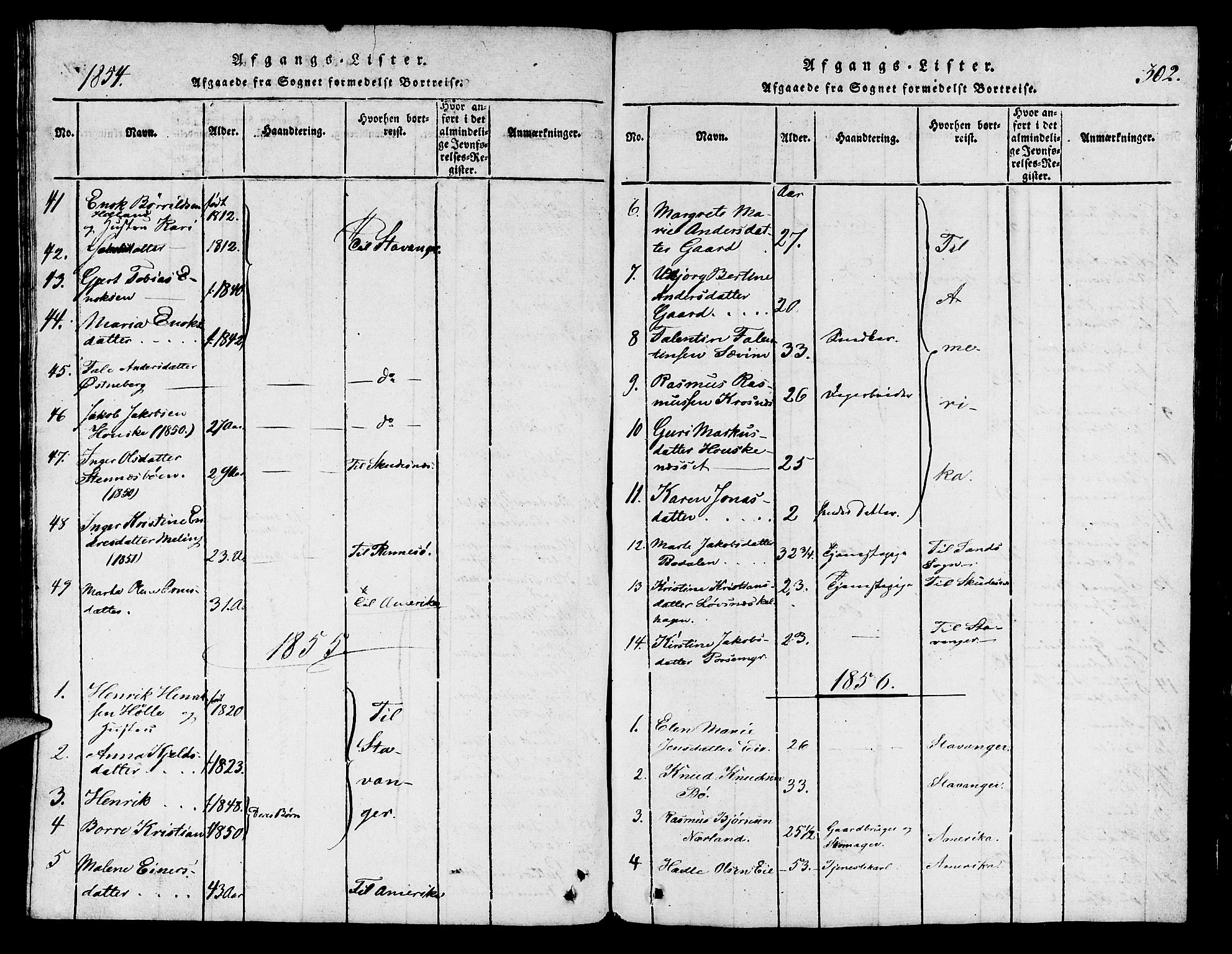 Finnøy sokneprestkontor, SAST/A-101825/H/Ha/Hab/L0001: Parish register (copy) no. B 1, 1816-1856, p. 302