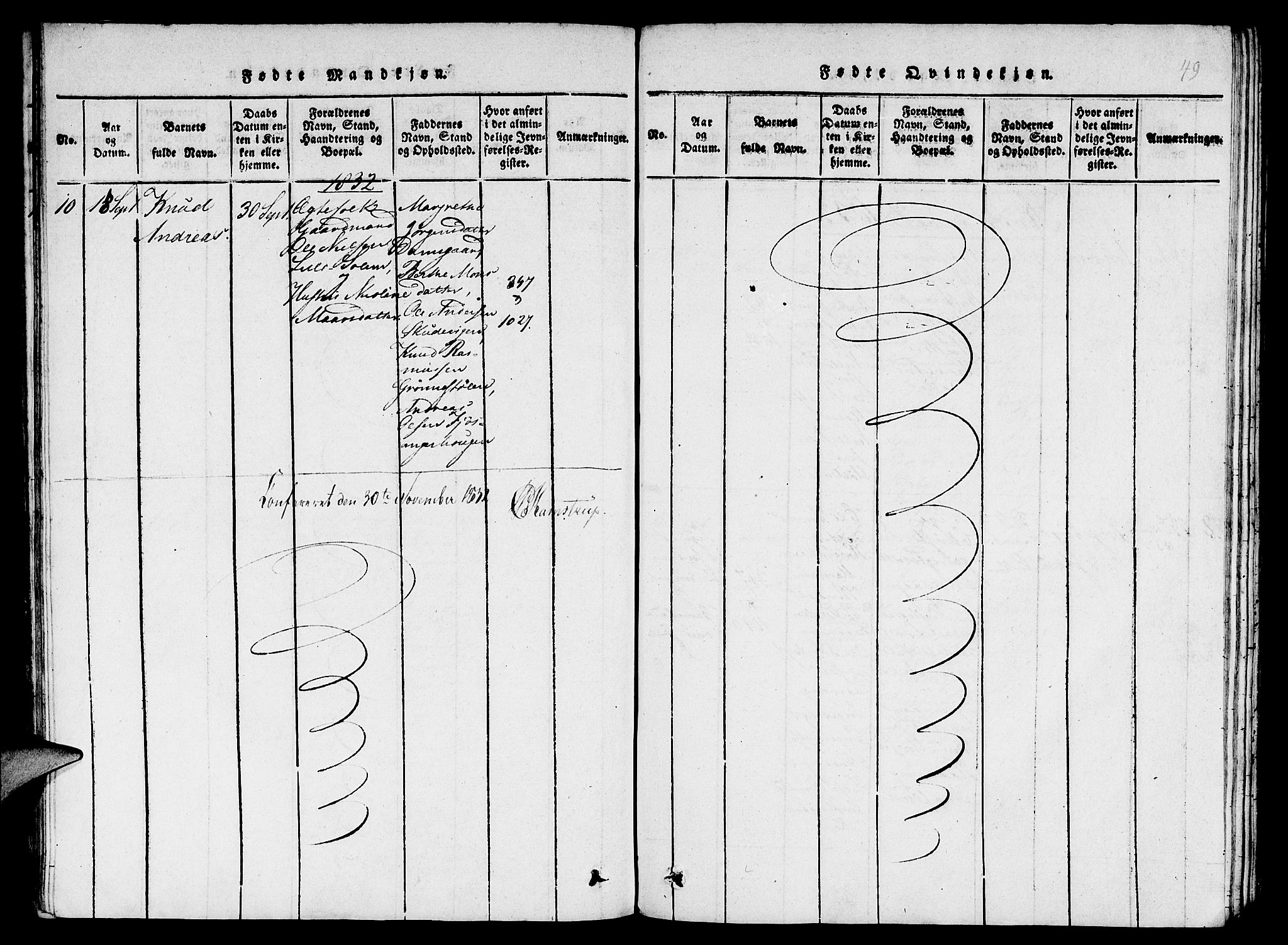 St. Jørgens hospital og Årstad sokneprestembete, AV/SAB-A-99934: Parish register (copy) no. A 1, 1816-1843, p. 49