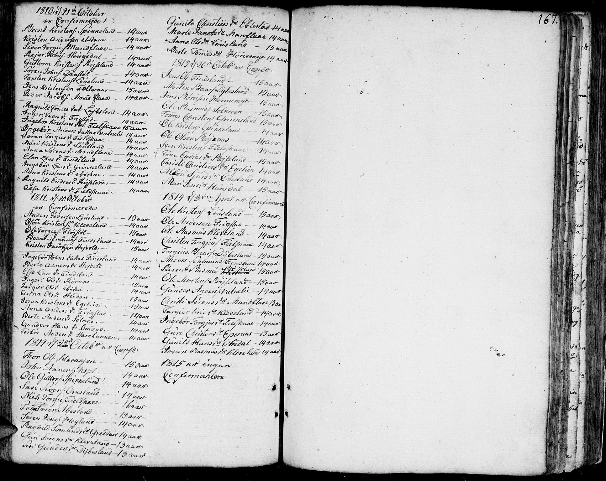 Bjelland sokneprestkontor, SAK/1111-0005/F/Fa/Faa/L0001: Parish register (official) no. A 1 /2, 1793-1815, p. 167