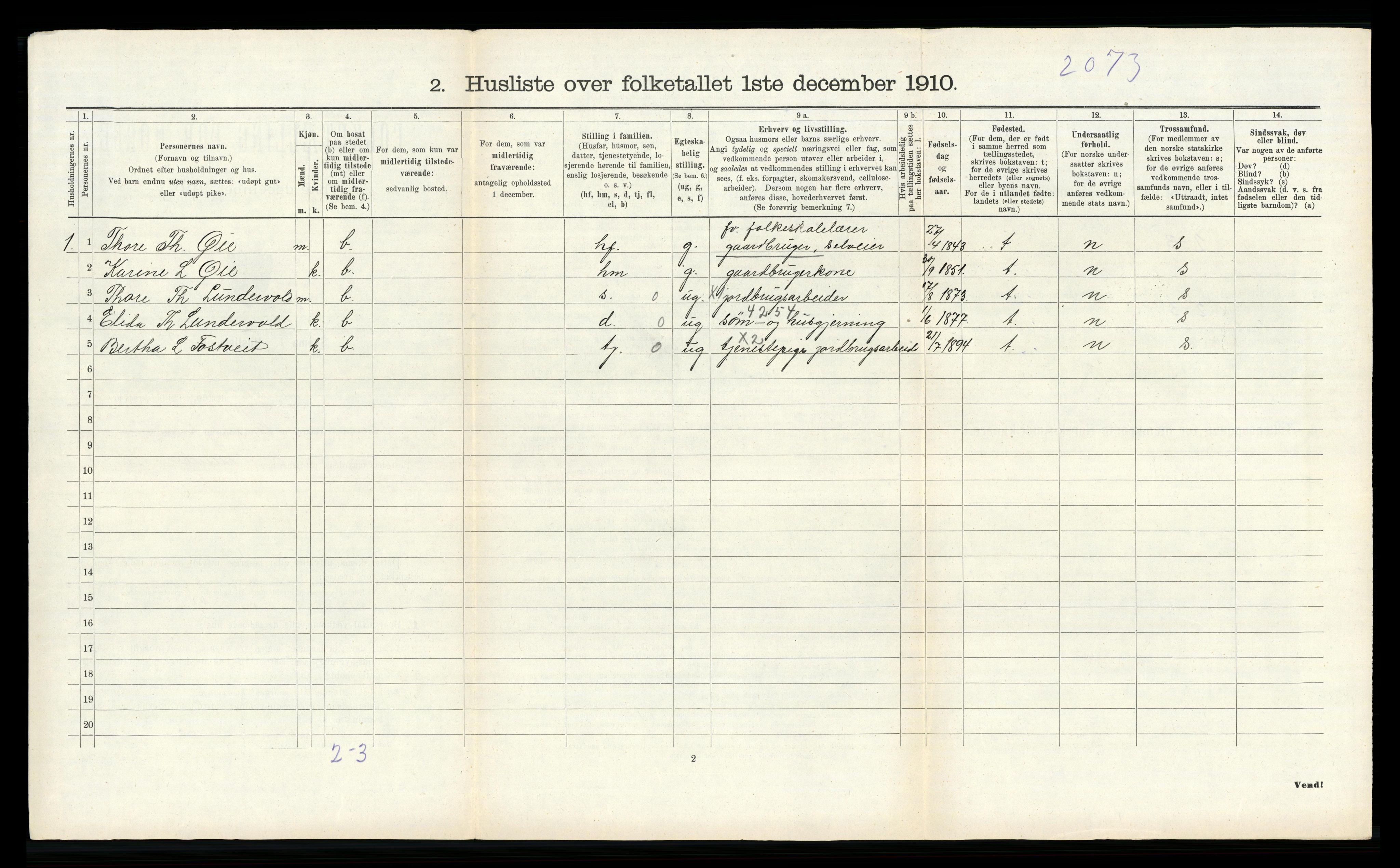 RA, 1910 census for Sauda, 1910, p. 97