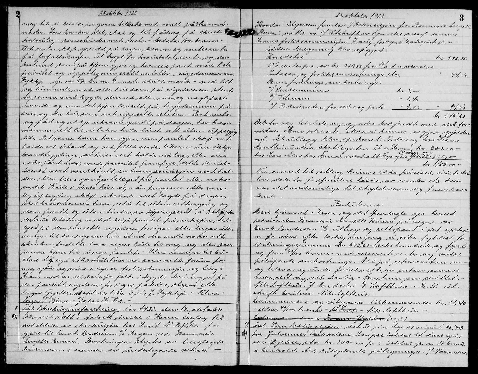 Hardanger sorenskriver, AV/SAB-A-2101/G/Ge/Geb/L0003: Mortgage book no. II.E.c.3, 1922-1924, p. 2-3