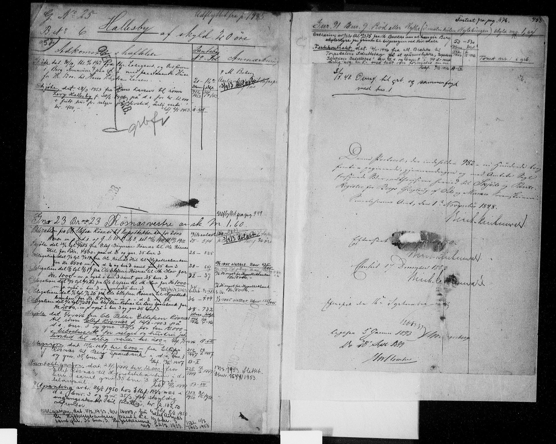 Idd og Marker sorenskriveri, AV/SAO-A-10283/G/Ga/Gac/L0004b: Mortgage register no. II 4b, 1848-1953, p. 952-953