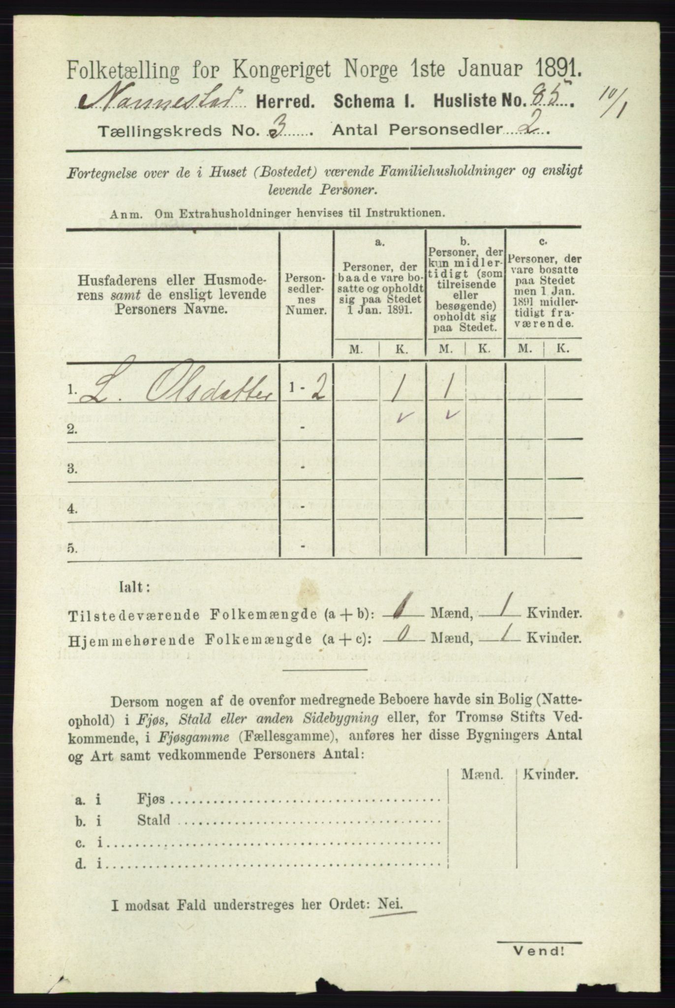 RA, 1891 census for 0238 Nannestad, 1891, p. 1459