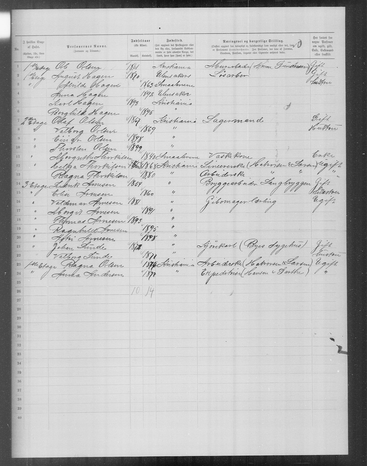 OBA, Municipal Census 1899 for Kristiania, 1899, p. 16651