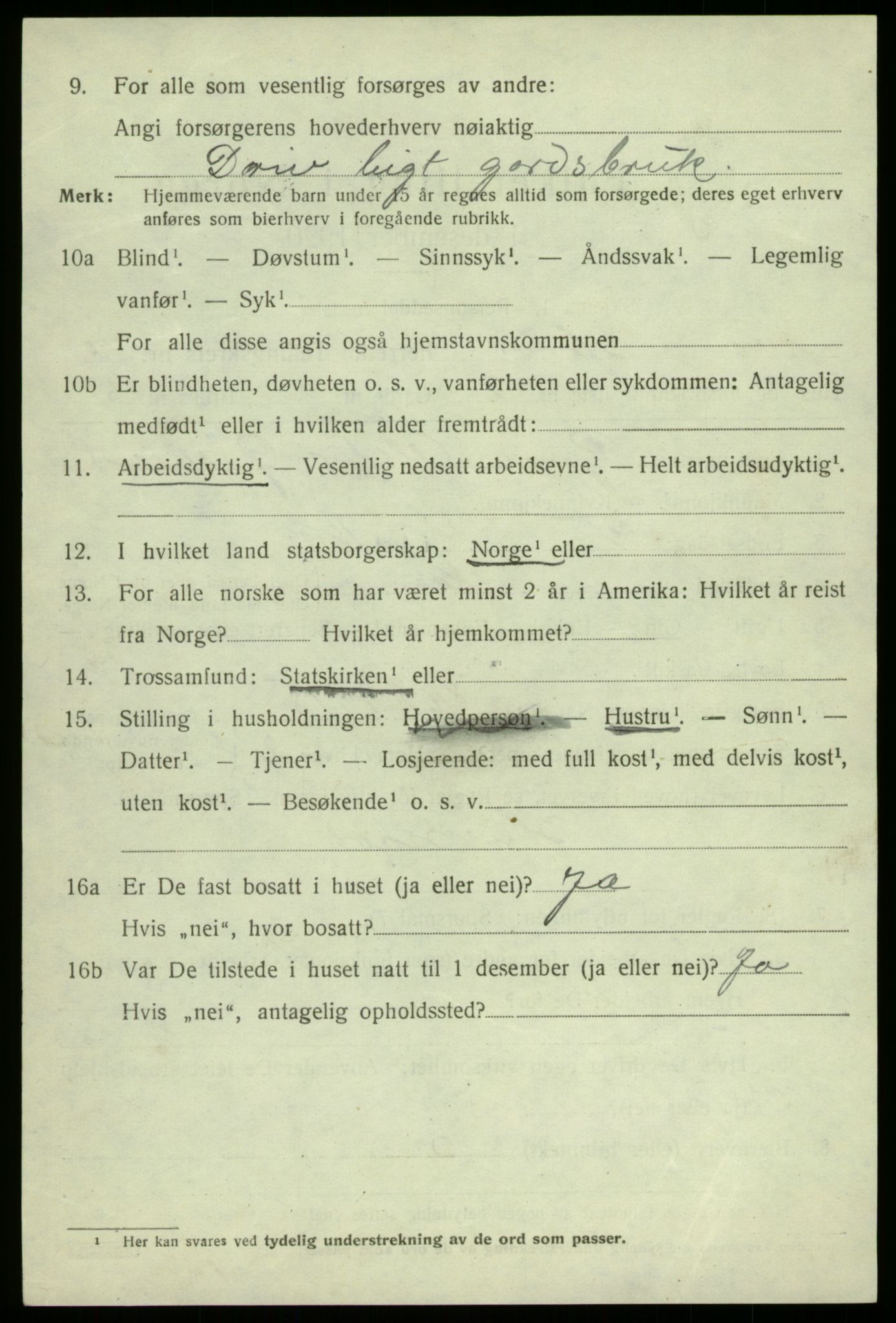 SAB, 1920 census for Kvam, 1920, p. 6330