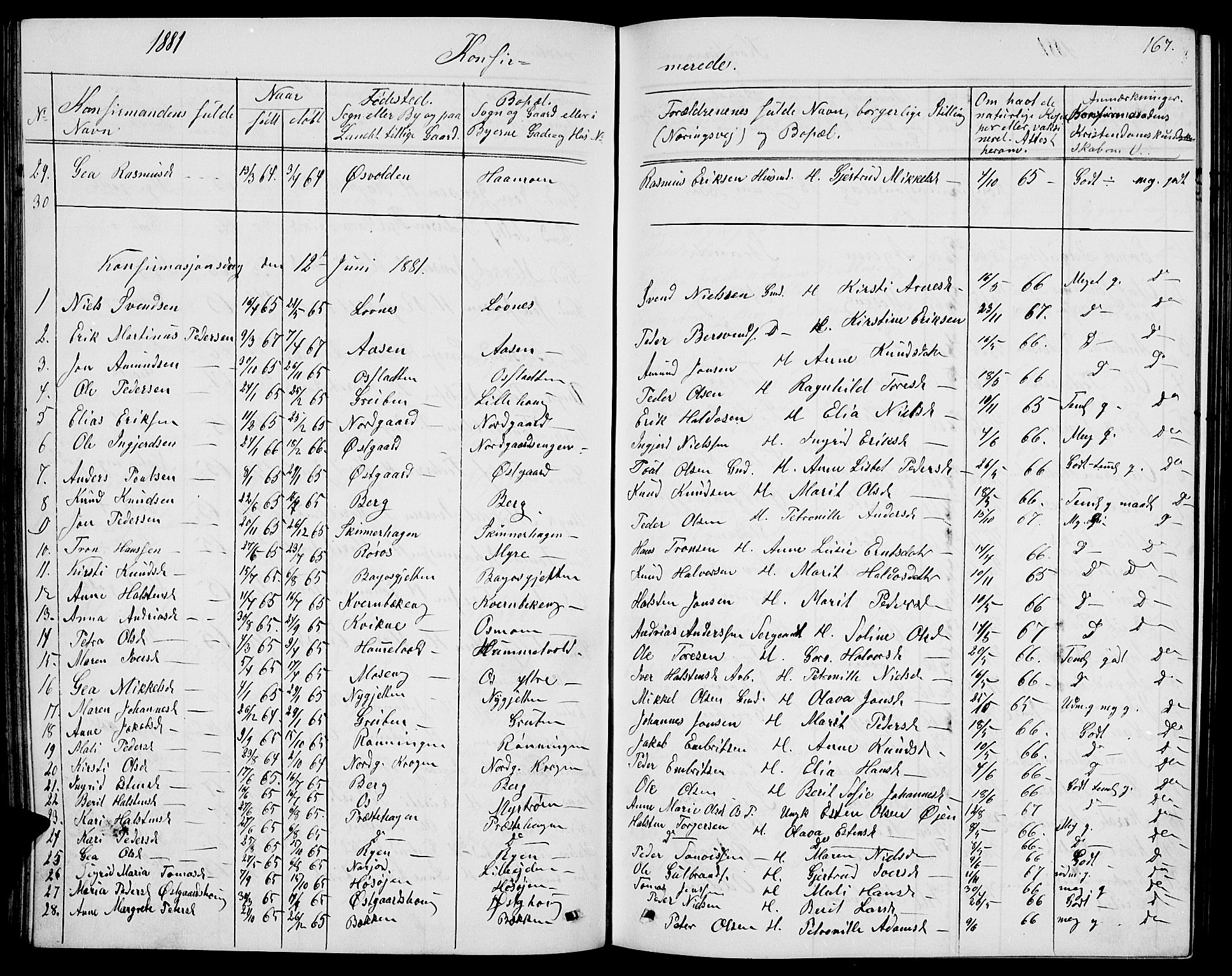 Tolga prestekontor, AV/SAH-PREST-062/L/L0004: Parish register (copy) no. 4, 1845-1887, p. 167