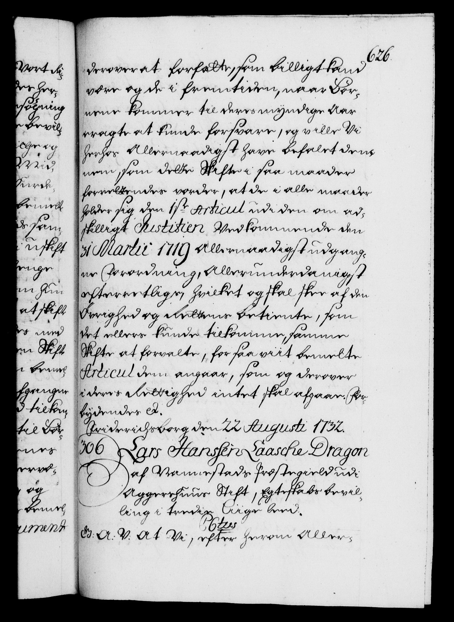 Danske Kanselli 1572-1799, AV/RA-EA-3023/F/Fc/Fca/Fcaa/L0027: Norske registre, 1730-1732, p. 626a