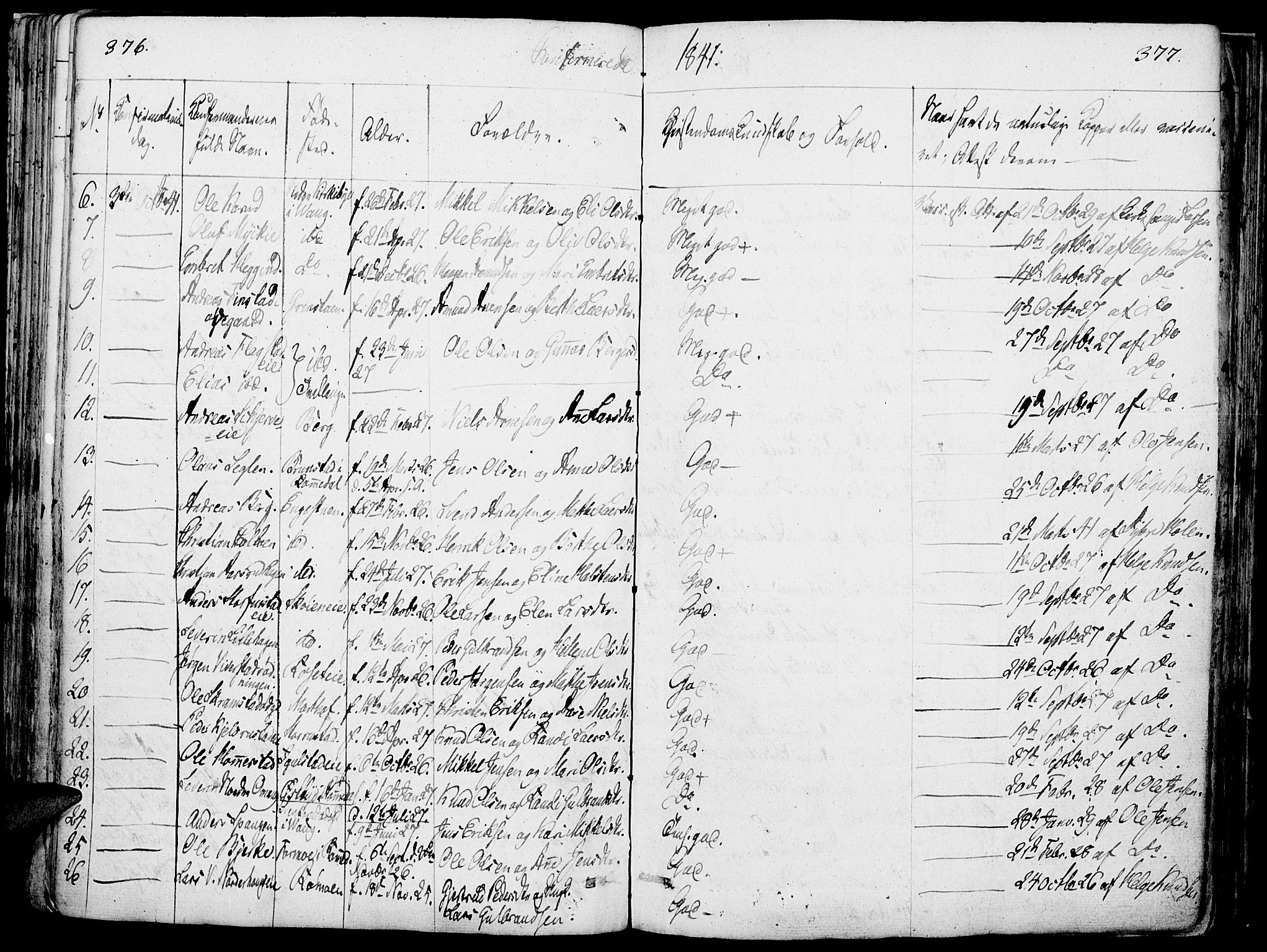 Løten prestekontor, SAH/PREST-022/K/Ka/L0006: Parish register (official) no. 6, 1832-1849, p. 376-377