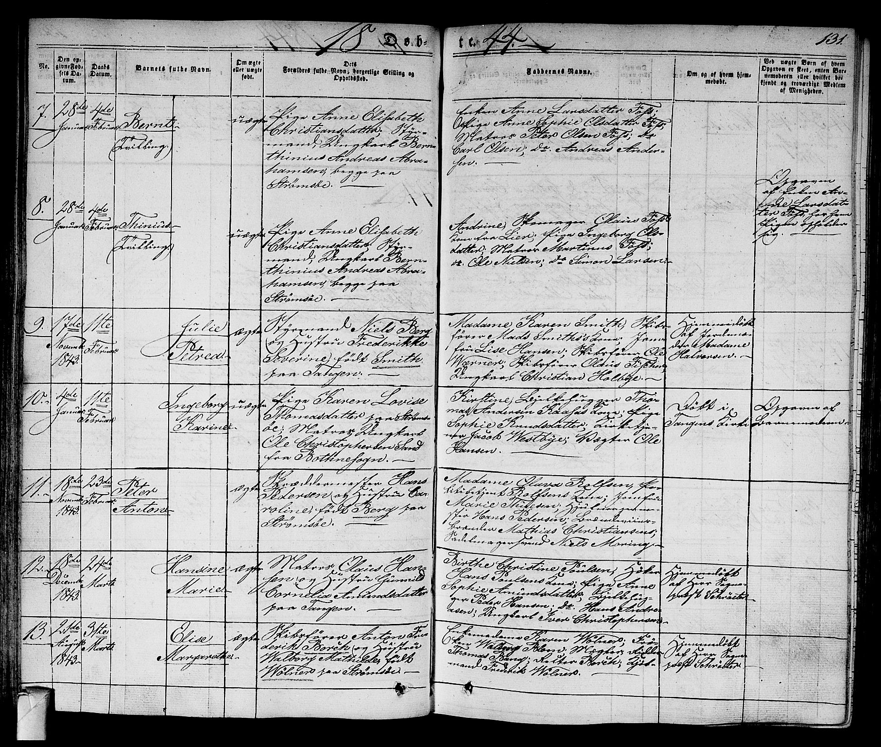 Strømsø kirkebøker, AV/SAKO-A-246/F/Fa/L0012: Parish register (official) no. I 12, 1830-1847, p. 131