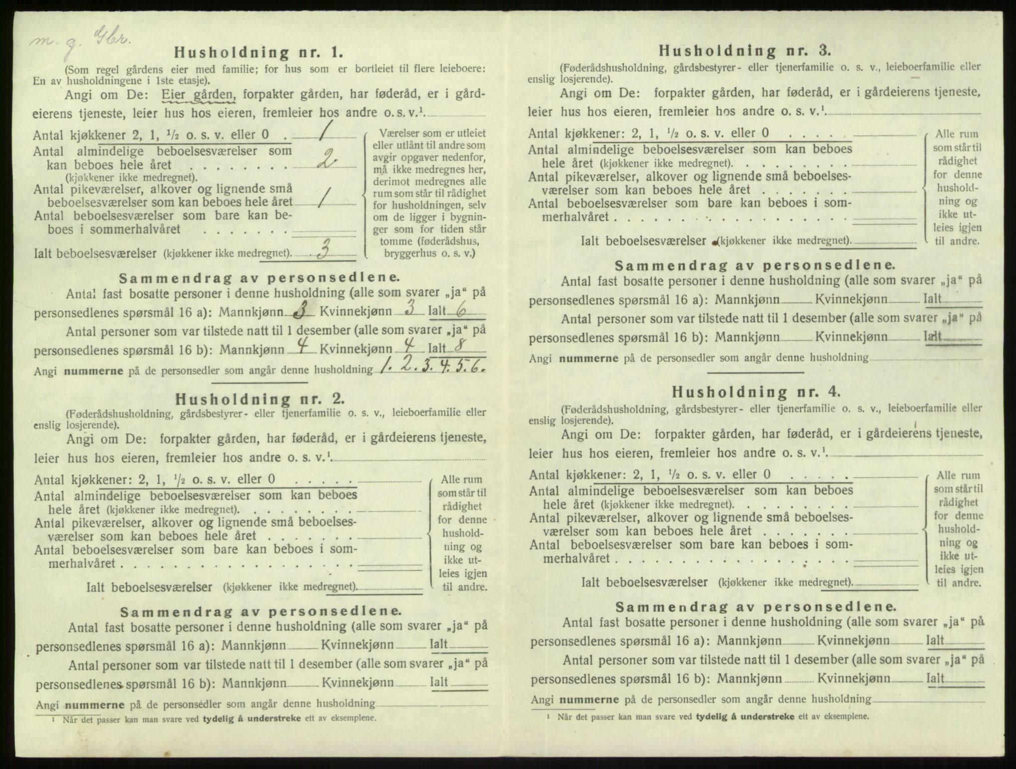 SAB, 1920 census for Gulen, 1920, p. 127