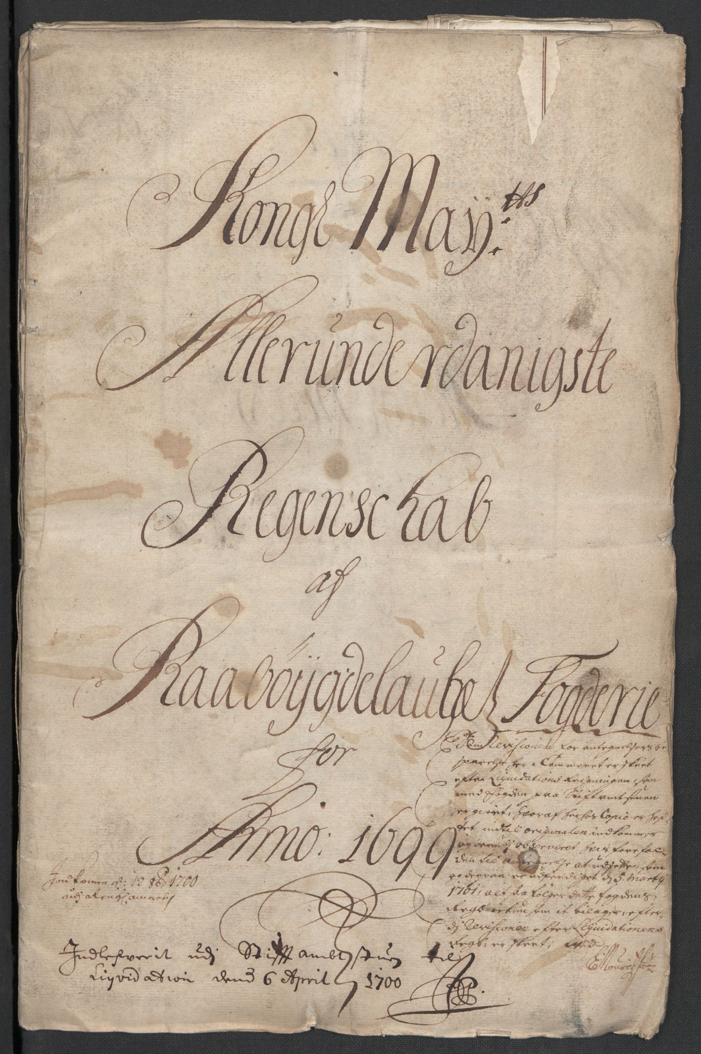 Rentekammeret inntil 1814, Reviderte regnskaper, Fogderegnskap, RA/EA-4092/R40/L2445: Fogderegnskap Råbyggelag, 1697-1699, p. 204