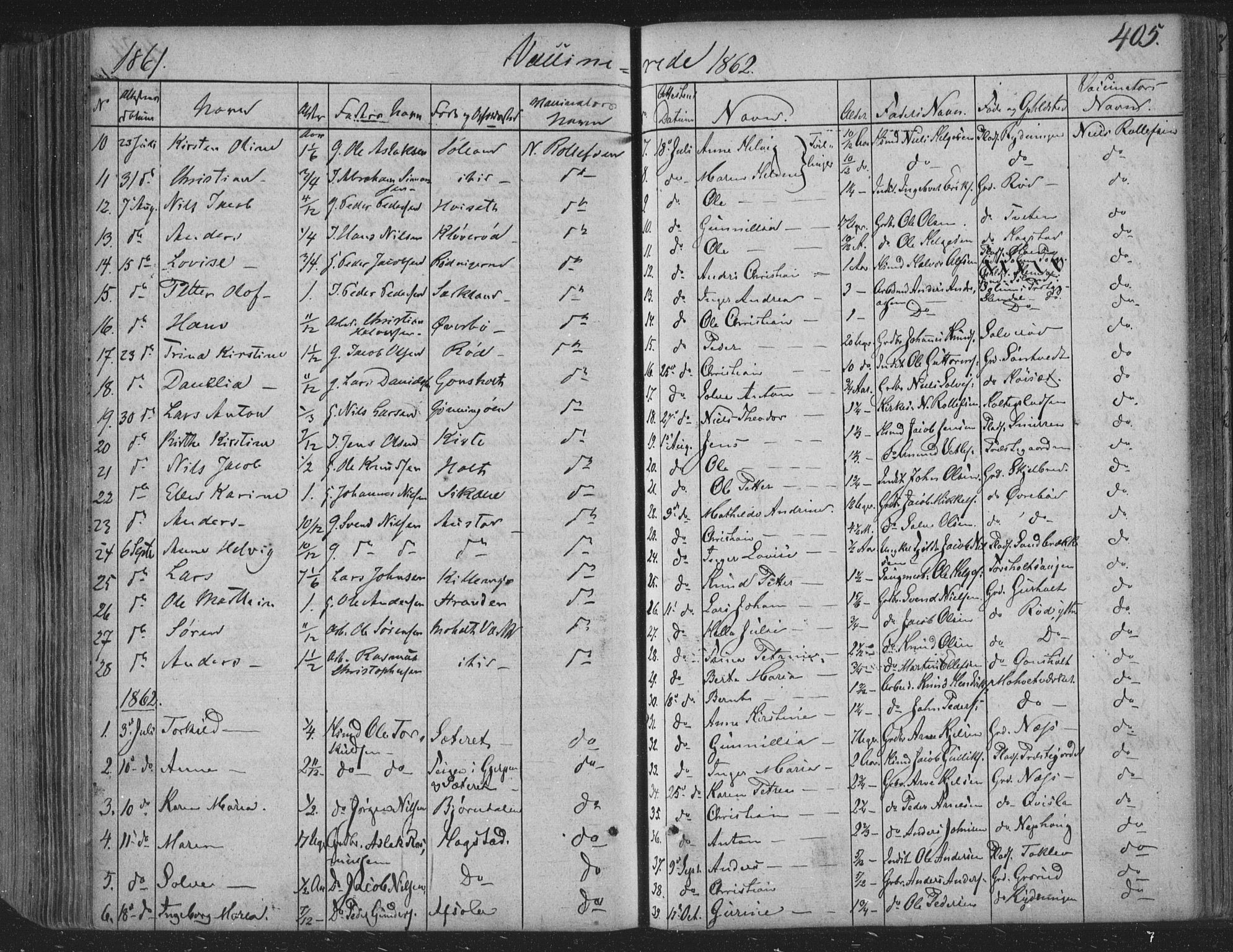 Siljan kirkebøker, AV/SAKO-A-300/F/Fa/L0001: Parish register (official) no. 1, 1831-1870, p. 405