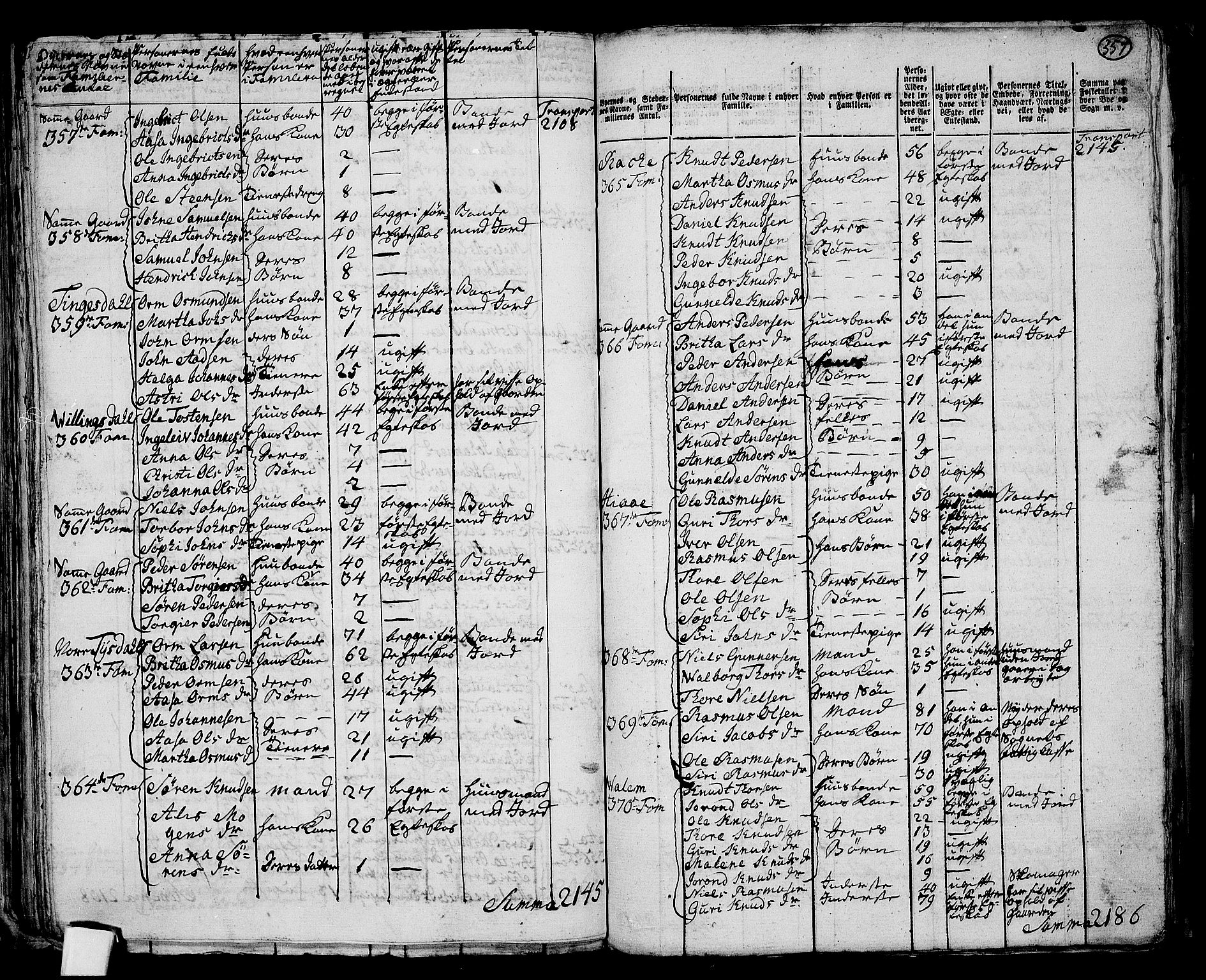 RA, 1801 census for 1133P Hjelmeland, 1801, p. 356b-357a