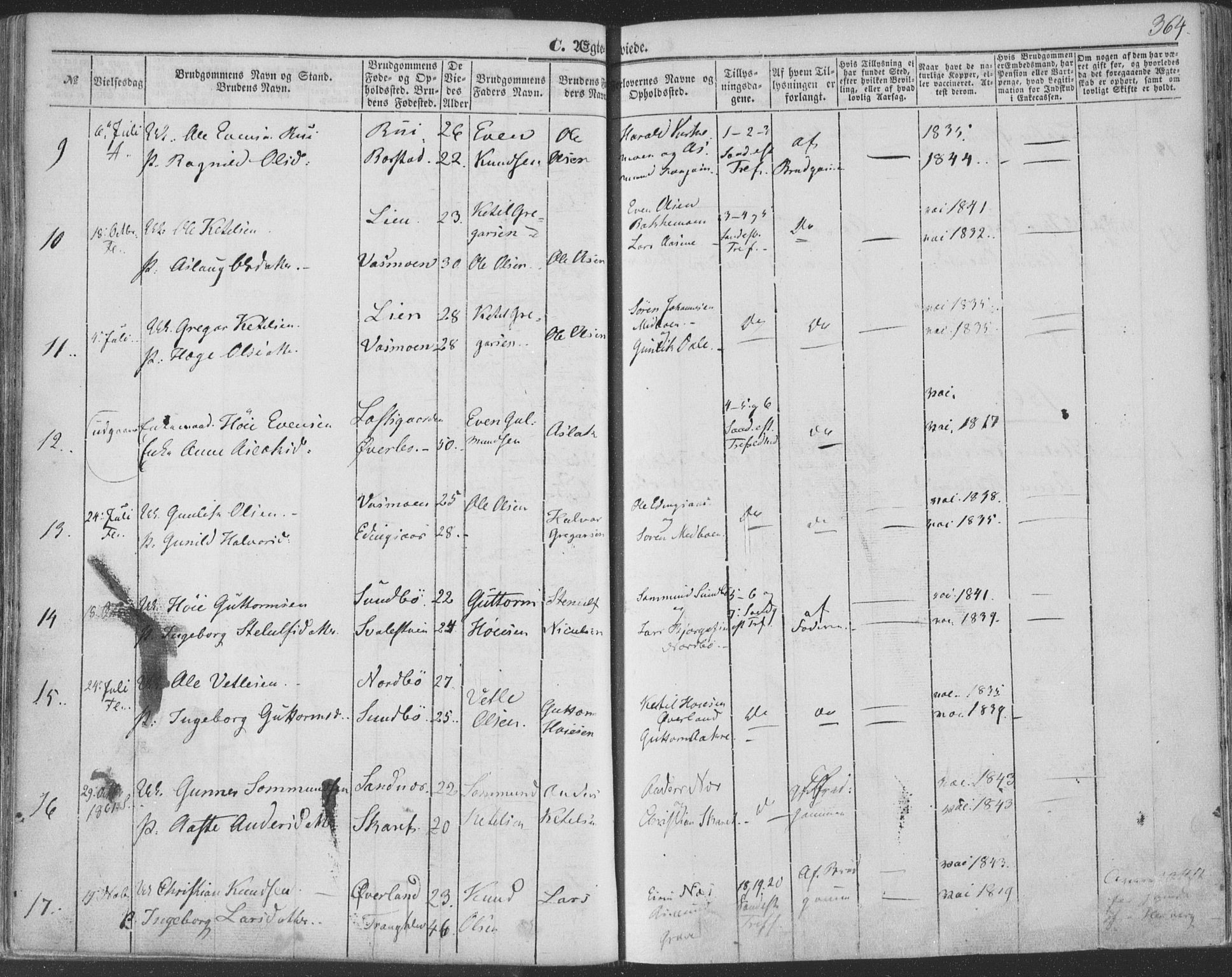 Seljord kirkebøker, SAKO/A-20/F/Fa/L012b: Parish register (official) no. I 12B, 1850-1865, p. 364