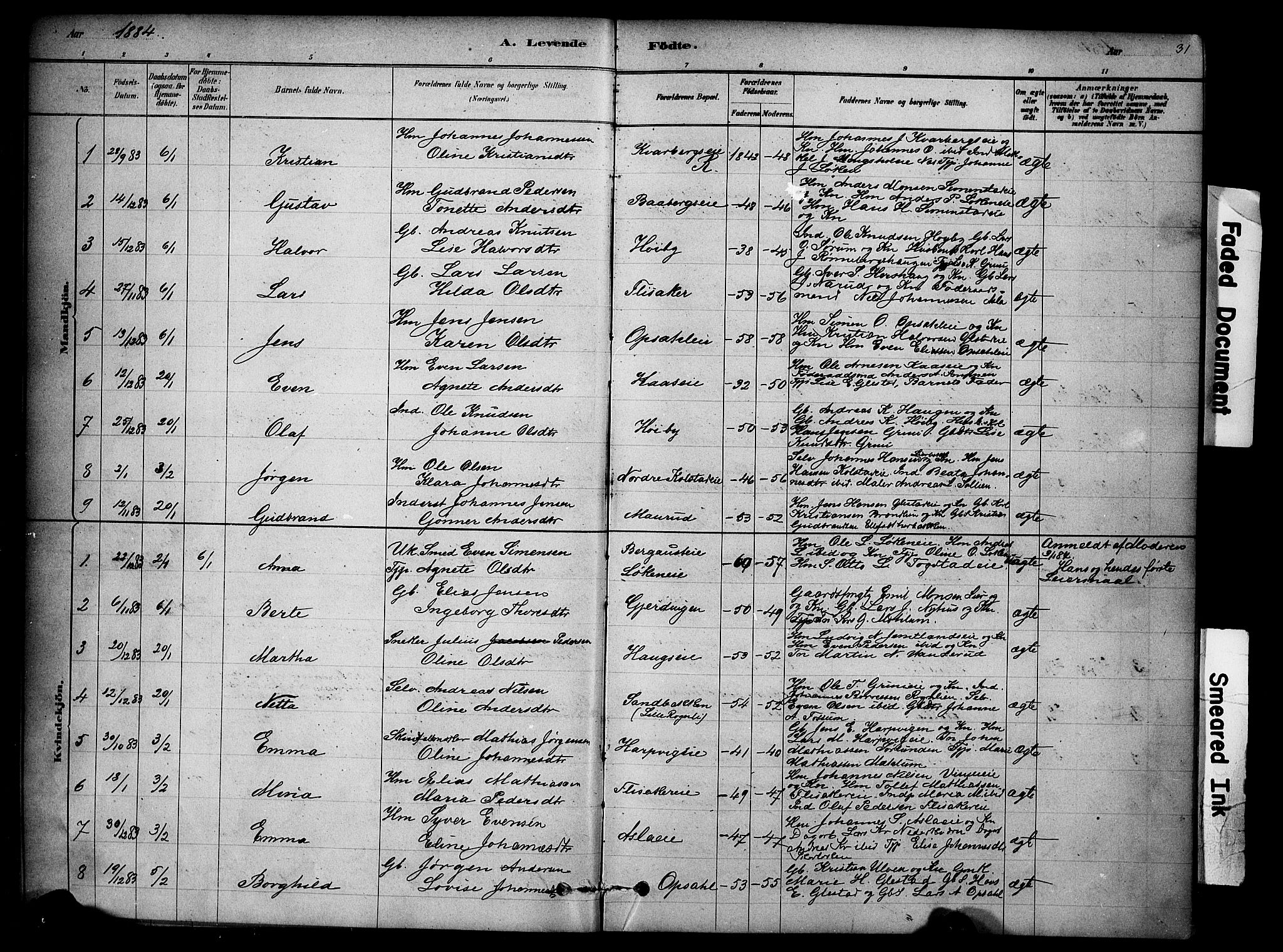 Ringsaker prestekontor, AV/SAH-PREST-014/K/Ka/L0014: Parish register (official) no. 14, 1879-1890, p. 31