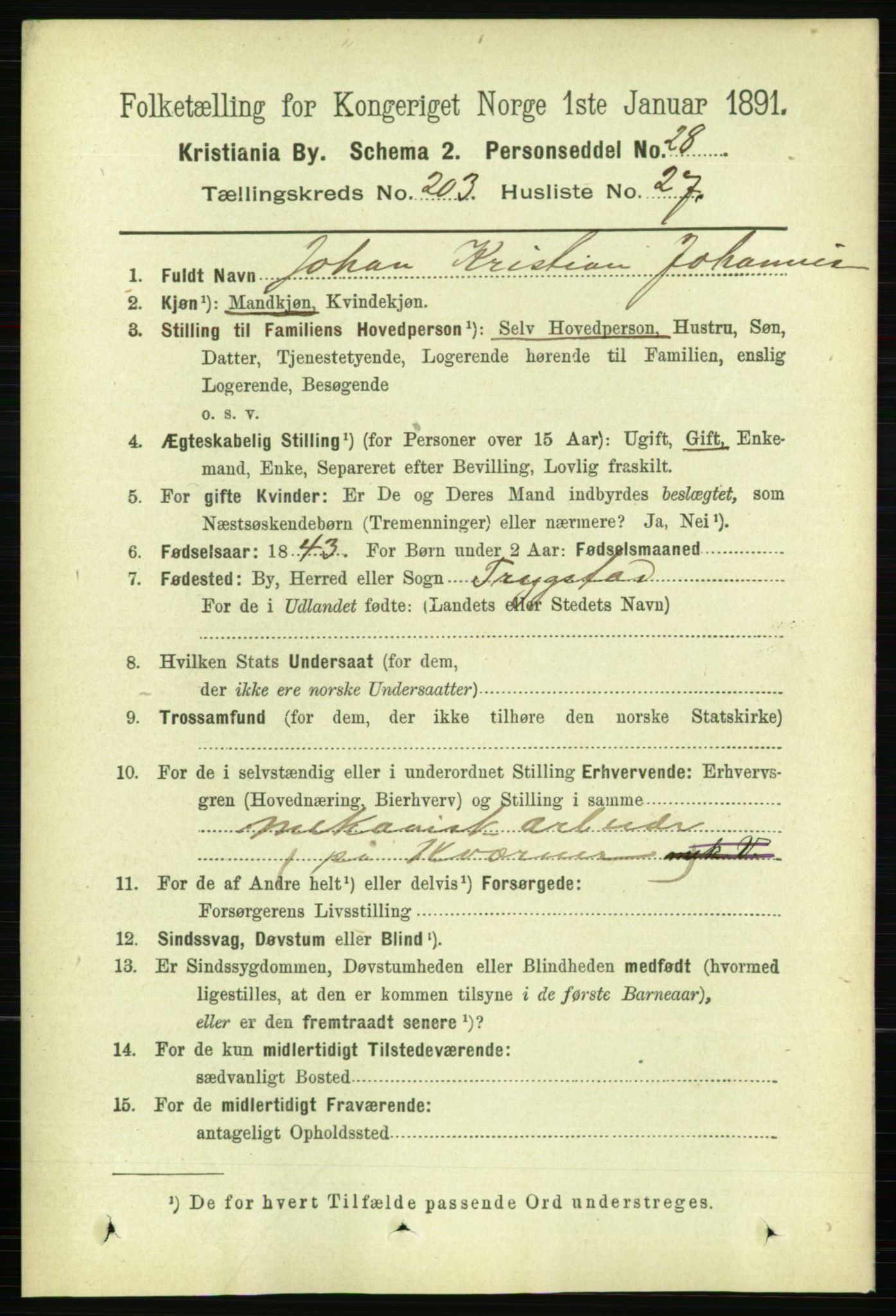 RA, 1891 census for 0301 Kristiania, 1891, p. 122637
