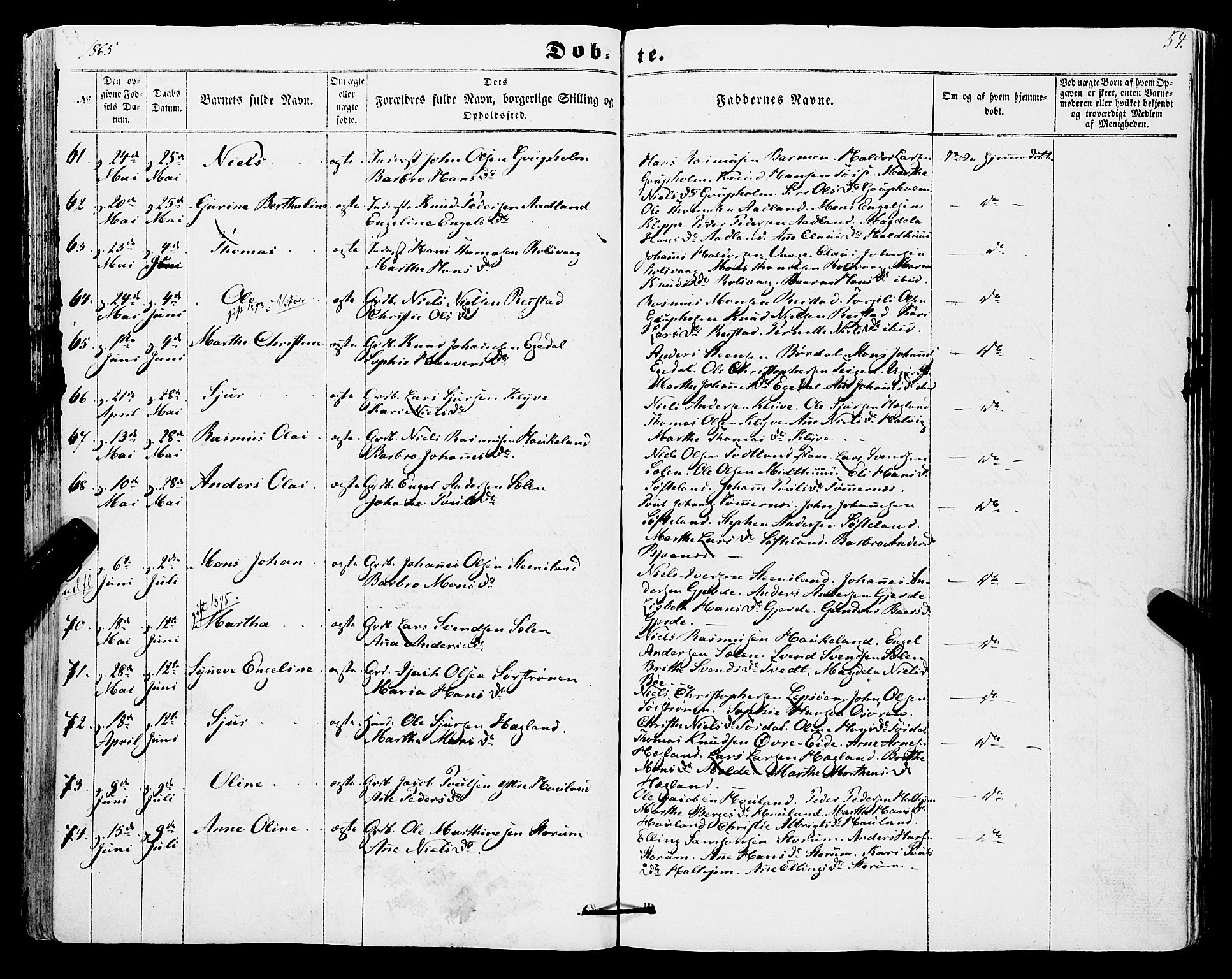 Os sokneprestembete, AV/SAB-A-99929: Parish register (official) no. A 17, 1860-1873, p. 54