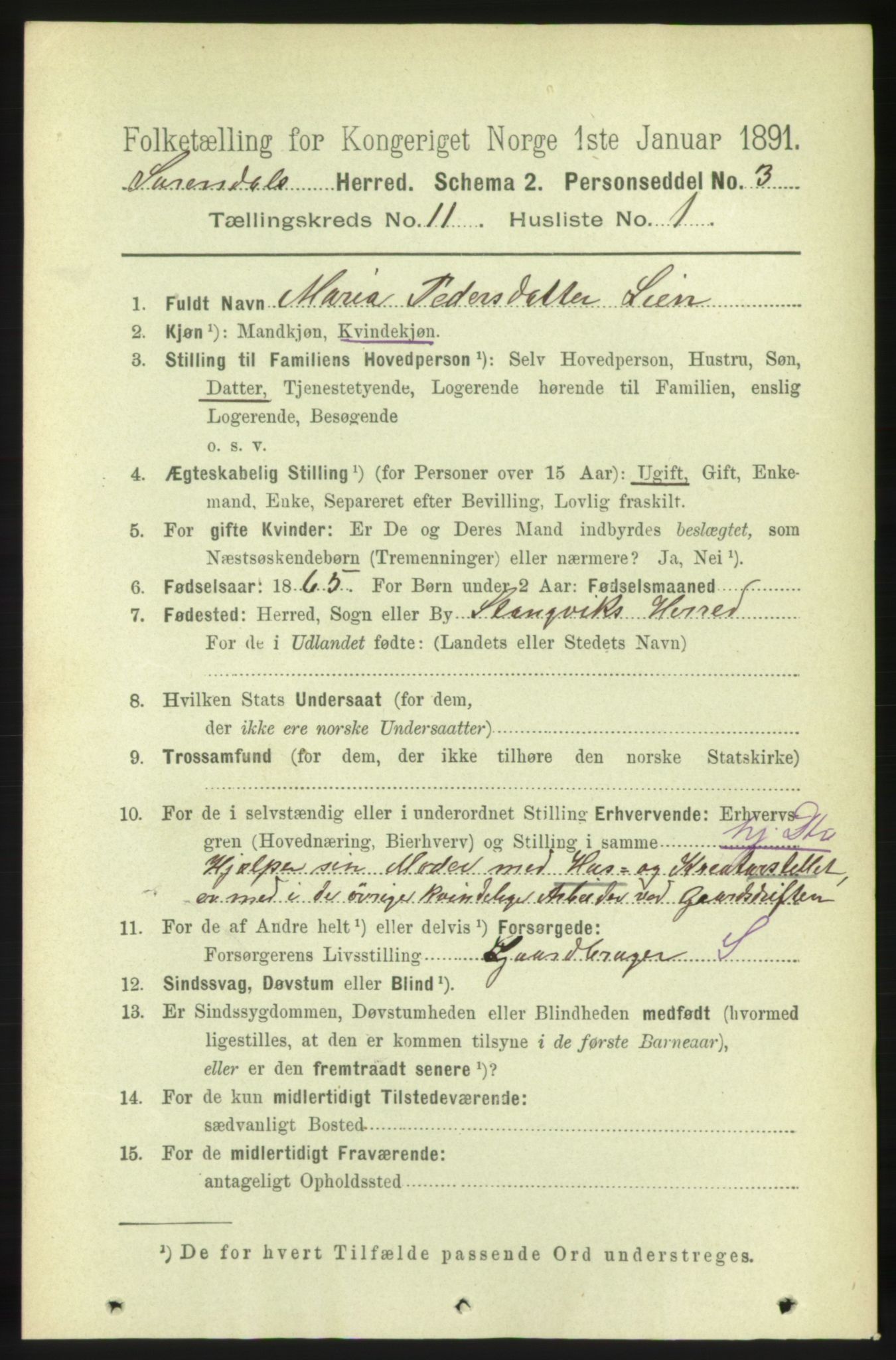 RA, 1891 census for 1566 Surnadal, 1891, p. 2673