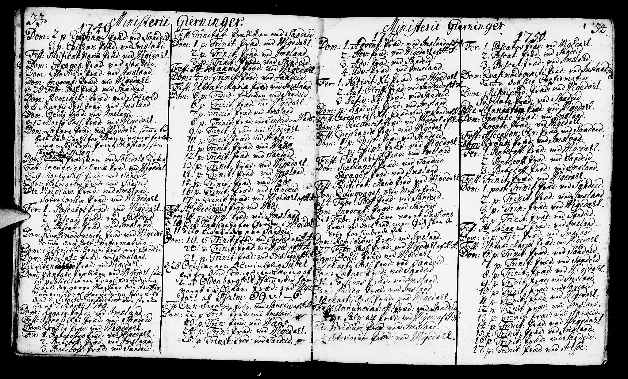 Vikedal sokneprestkontor, AV/SAST-A-101840/01/IV: Parish register (official) no. A 1, 1737-1778, p. 33-34