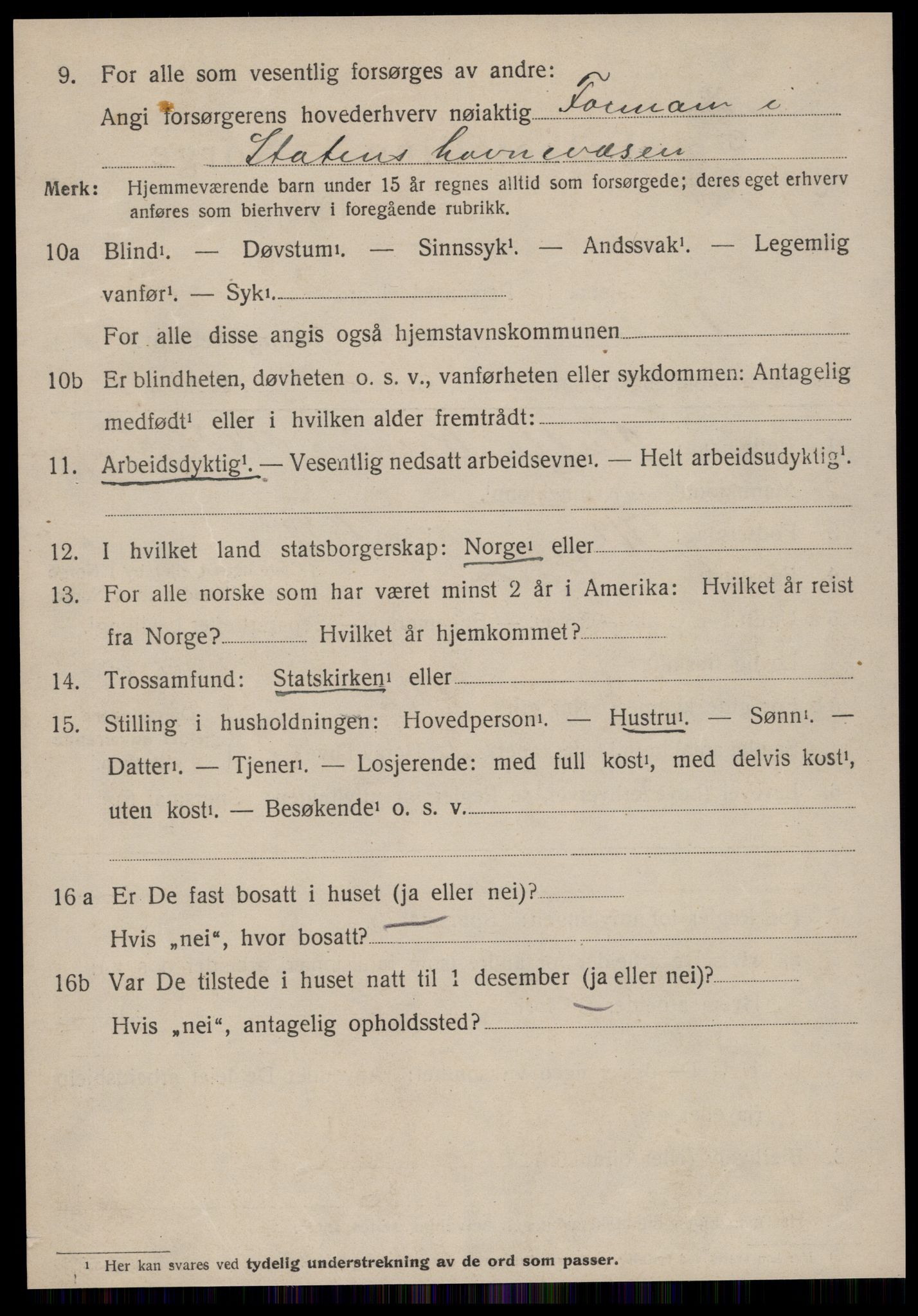 SAT, 1920 census for Volda, 1920, p. 12499