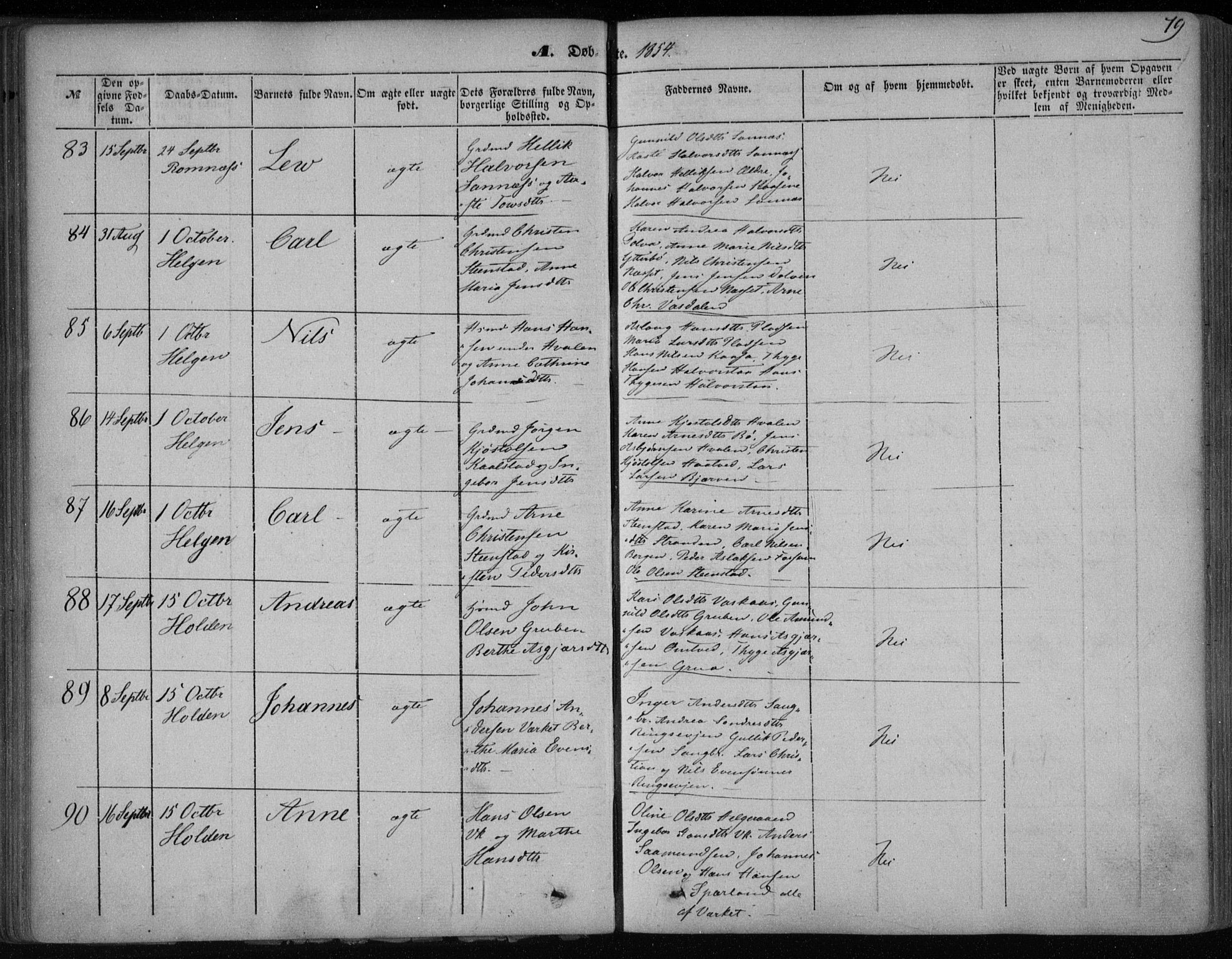 Holla kirkebøker, AV/SAKO-A-272/F/Fa/L0005: Parish register (official) no. 5, 1849-1860, p. 79