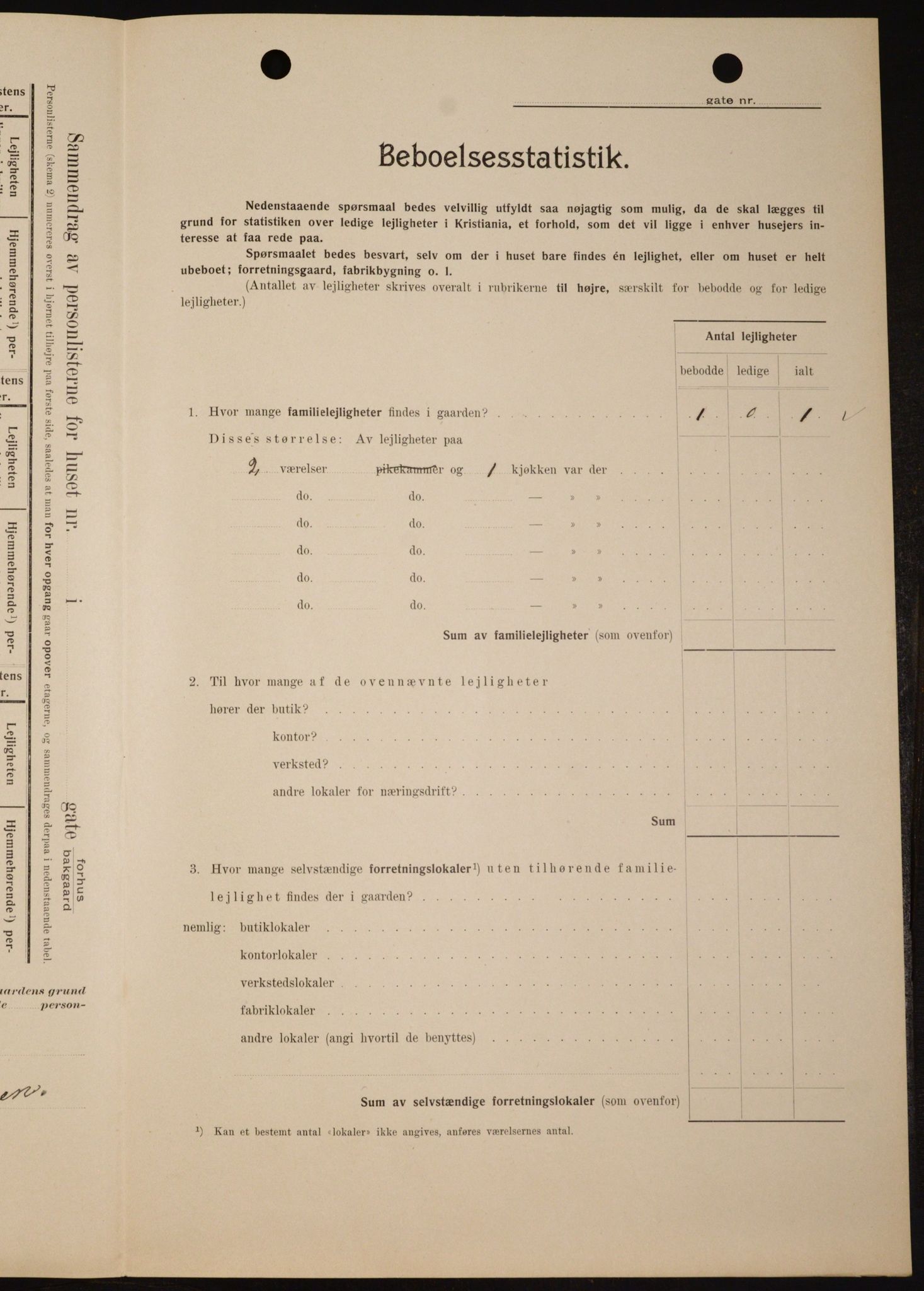 OBA, Municipal Census 1909 for Kristiania, 1909, p. 67416