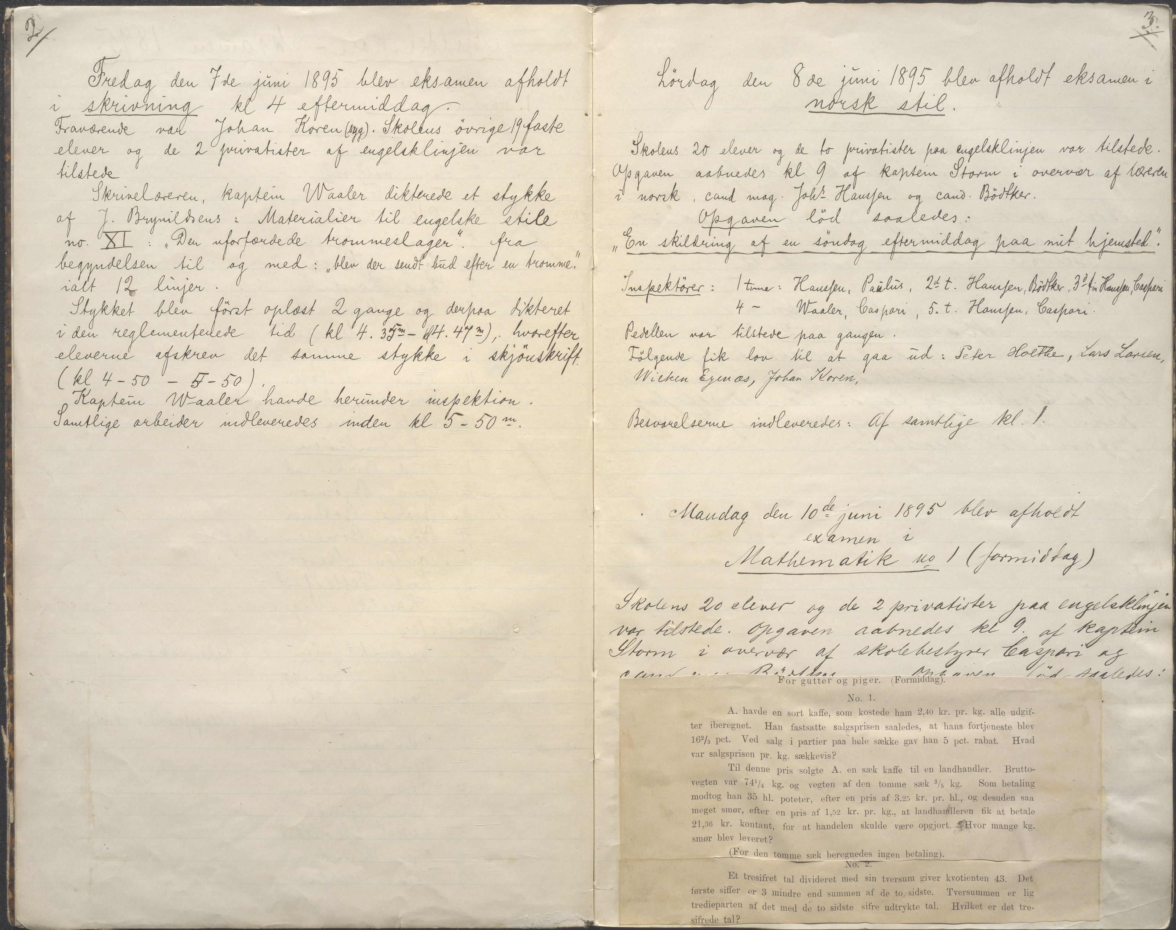 PA-0428, Storms skole, BYST/A-1479/G/Gb/L0002: Eksamensprotokoll 4. klasse, 1895-1908